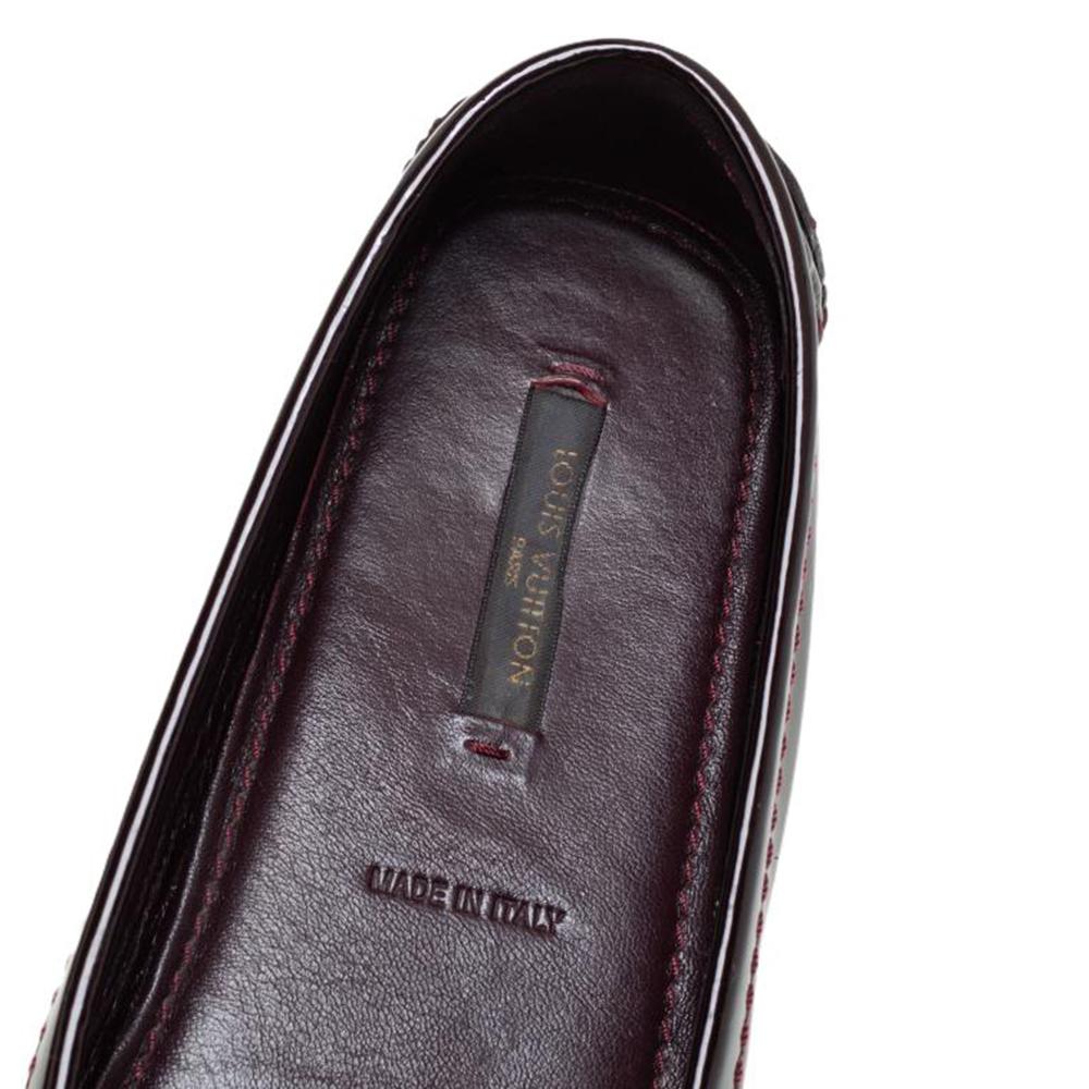 Louis Vuitton Burgundy Patent Leather Oxford Slip On Loafers Size 35 3