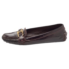 Louis Vuitton Burgundy Patent Leather Oxford Slip On Loafers Size 41