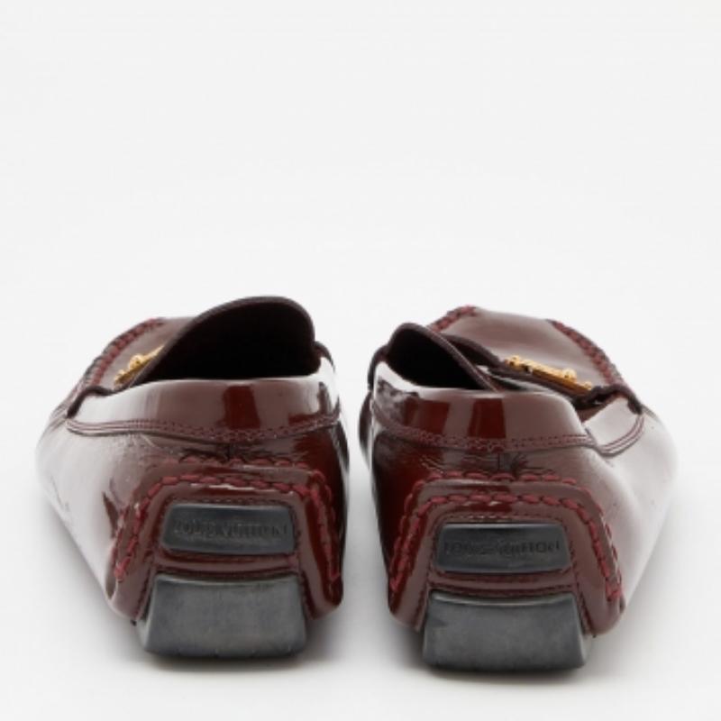Louis Vuitton Burgundy Patent Leather Slip On Loafers Size 37.5 For Sale 1