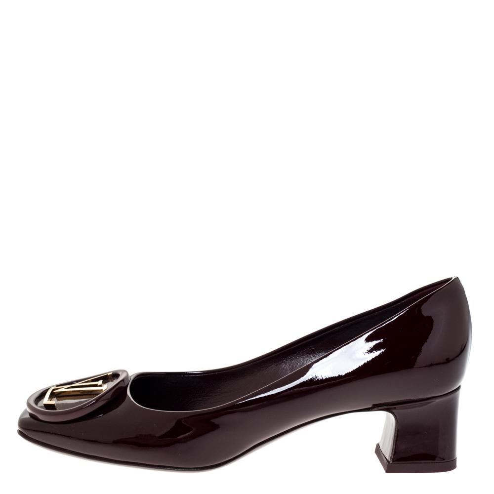 These elegant Louis Vuitton pumps will be your favourite go-to option for any special occasion. Crafted in Italy, these Madeleine pumps are made from patent leather. They come in burgundy and will complement a host of outfits. They are styled with