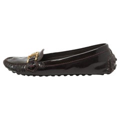 Louis Vuitton Burgundy Patent Oxford Loafers Size 36.5
