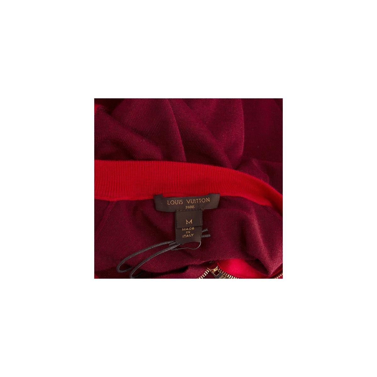 Red LOUIS VUITTON burgundy & red cashmere & wool ZIP NECK Sweater M