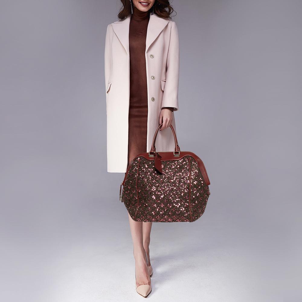 Black Louis Vuitton Burgundy Sequin Monogram Sunshine Express North-South Bag