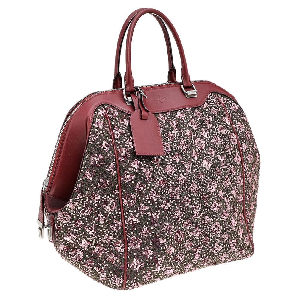 Louis Vuitton Burgundy Sequin Monogram Sunshine Express North-South Bag In Good Condition In Dubai, Al Qouz 2