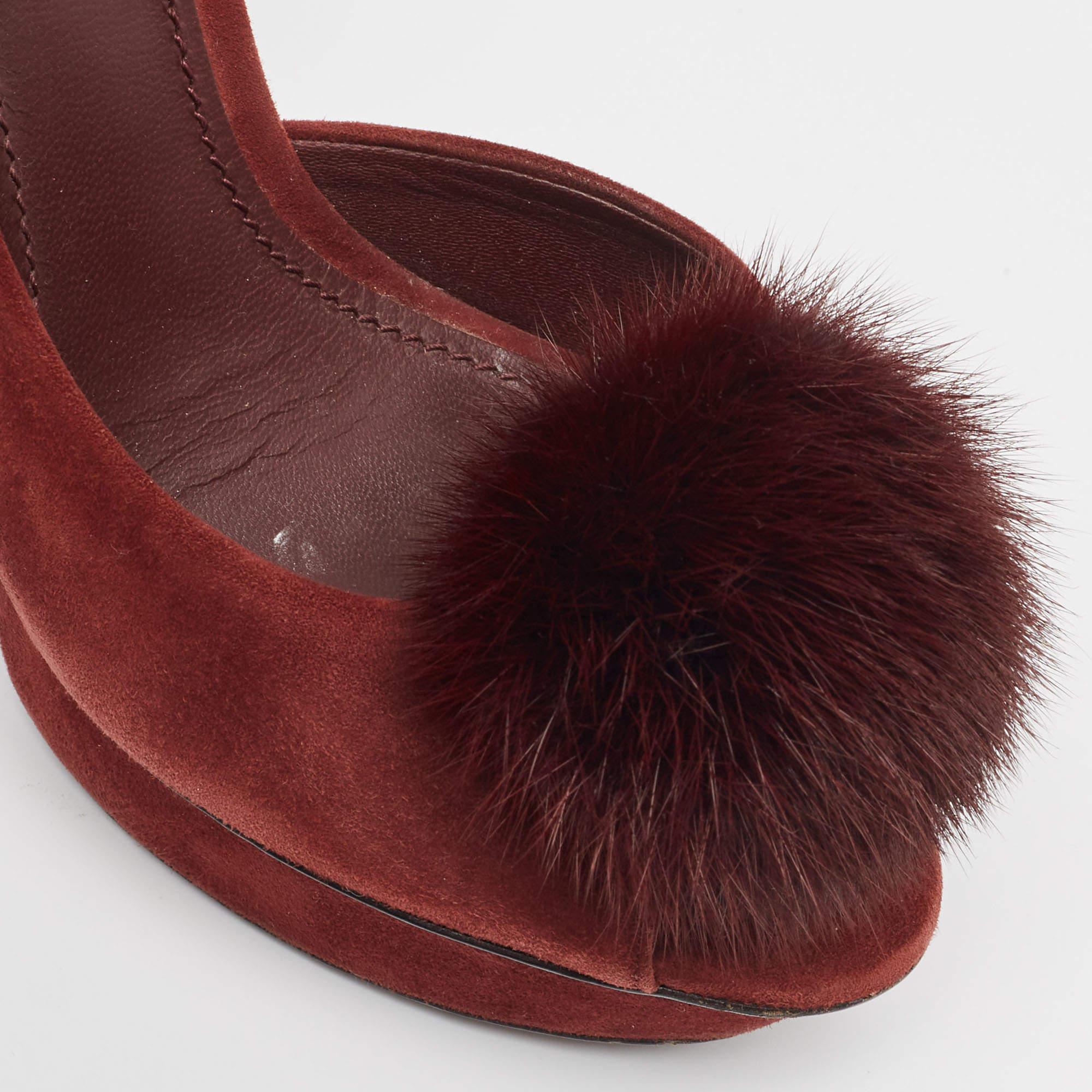Femenino o masculino Louis Vuitton Bombas con puntera abierta de ante y piel color burdeos talla 37 en venta
