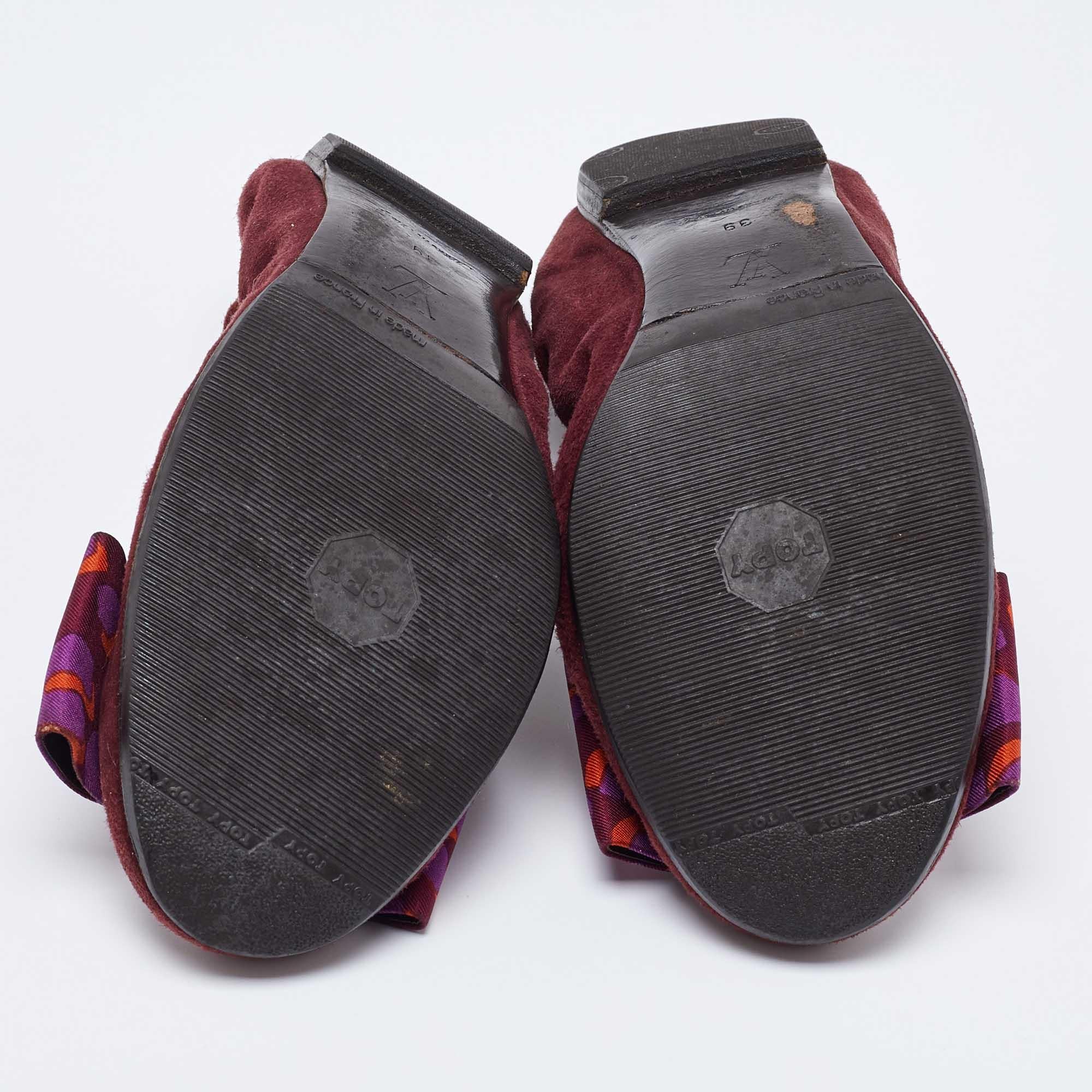 Bailarinas con lazo de ante burdeos Louis Vuitton talla 39 en venta 1