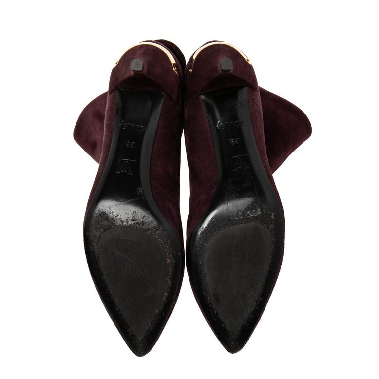 Louis Vuitton Burgundy Suede Fold Over Ankle Boots Size 36 Louis
