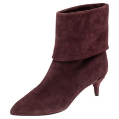 Louis Vuitton - Bottines plissées en daim bordeaux - Taille 36