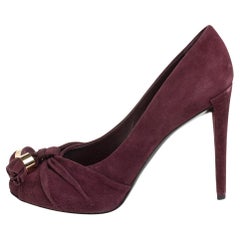 Louis Vuitton Burgundy Suede Leather Knot Tassel Platform Pumps Size 36