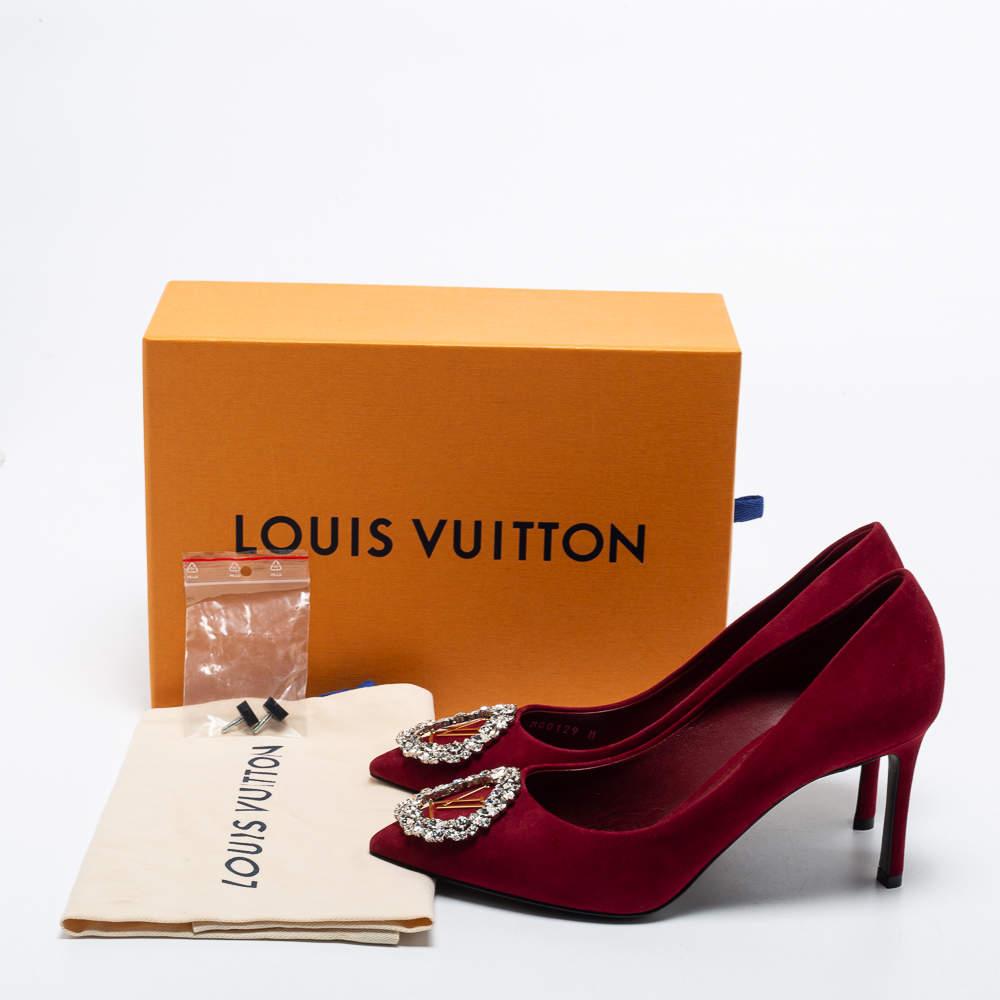 Louis Vuitton Burgundy Suede Madeleine Pumps Size 38.5 4
