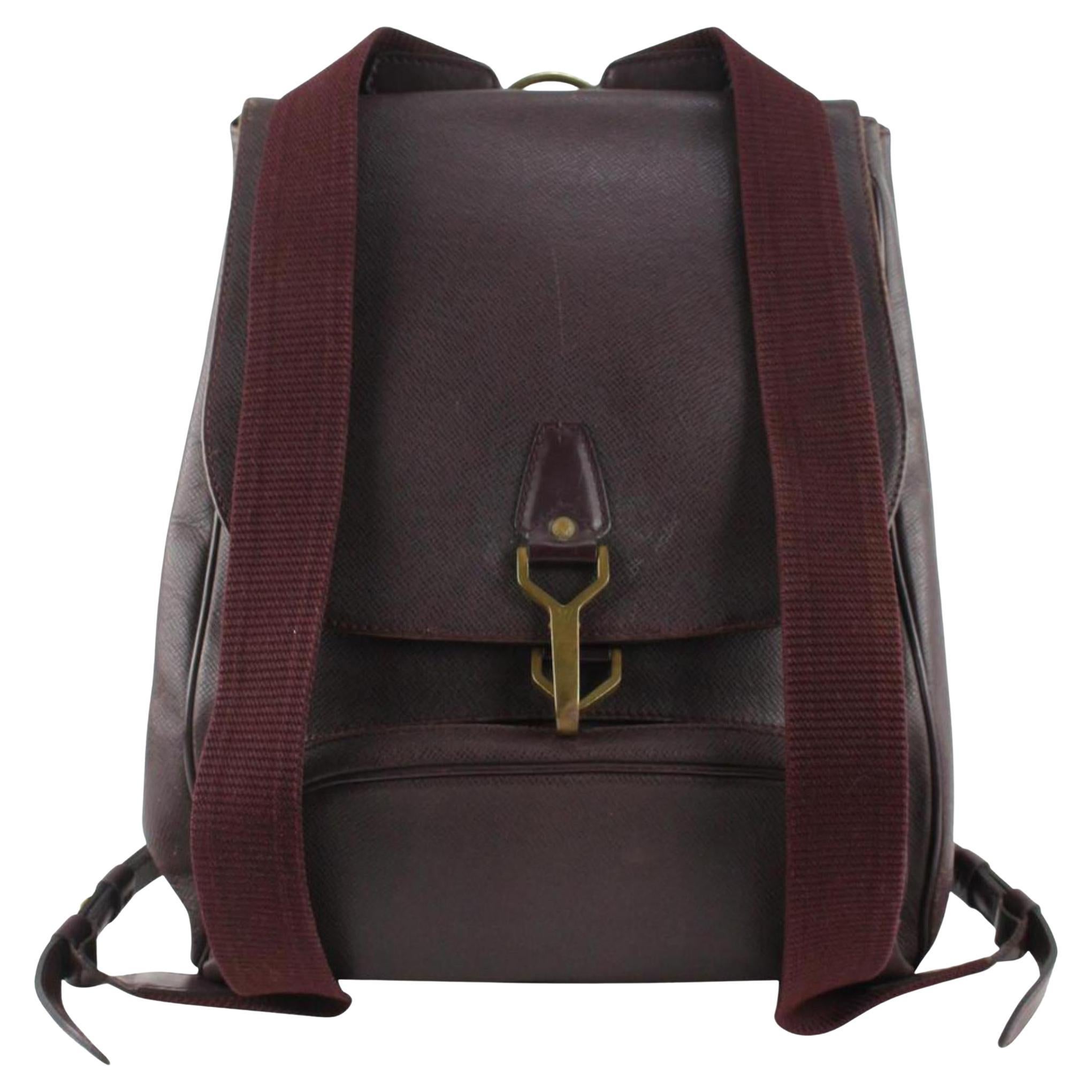 Louis Vuitton Burgundy Taiga Leather Cassiar Backpack 12lv1101 For Sale