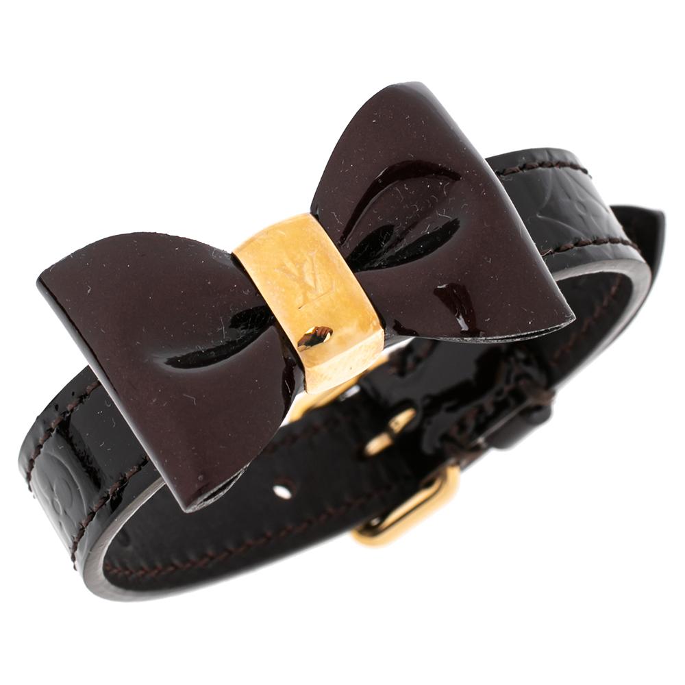 Louis Vuitton Burgundy Vernis Monogram Leather Favorite Bracelet In Good Condition In Dubai, Al Qouz 2