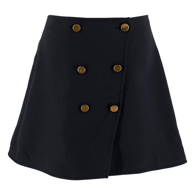 Louis Vuitton Button Waist Leather Mini Skirt