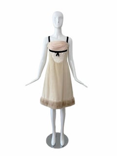 LOUIS VUITTON by Marc Jacobs 2005 Vintage Mink Fur Trimmed Knee Length Dress