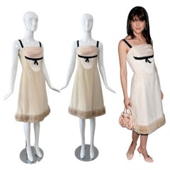 LOUIS VUITTON by Marc Jacobs 2005 Vintage Mink Fur Trimmed Knee Length Dress