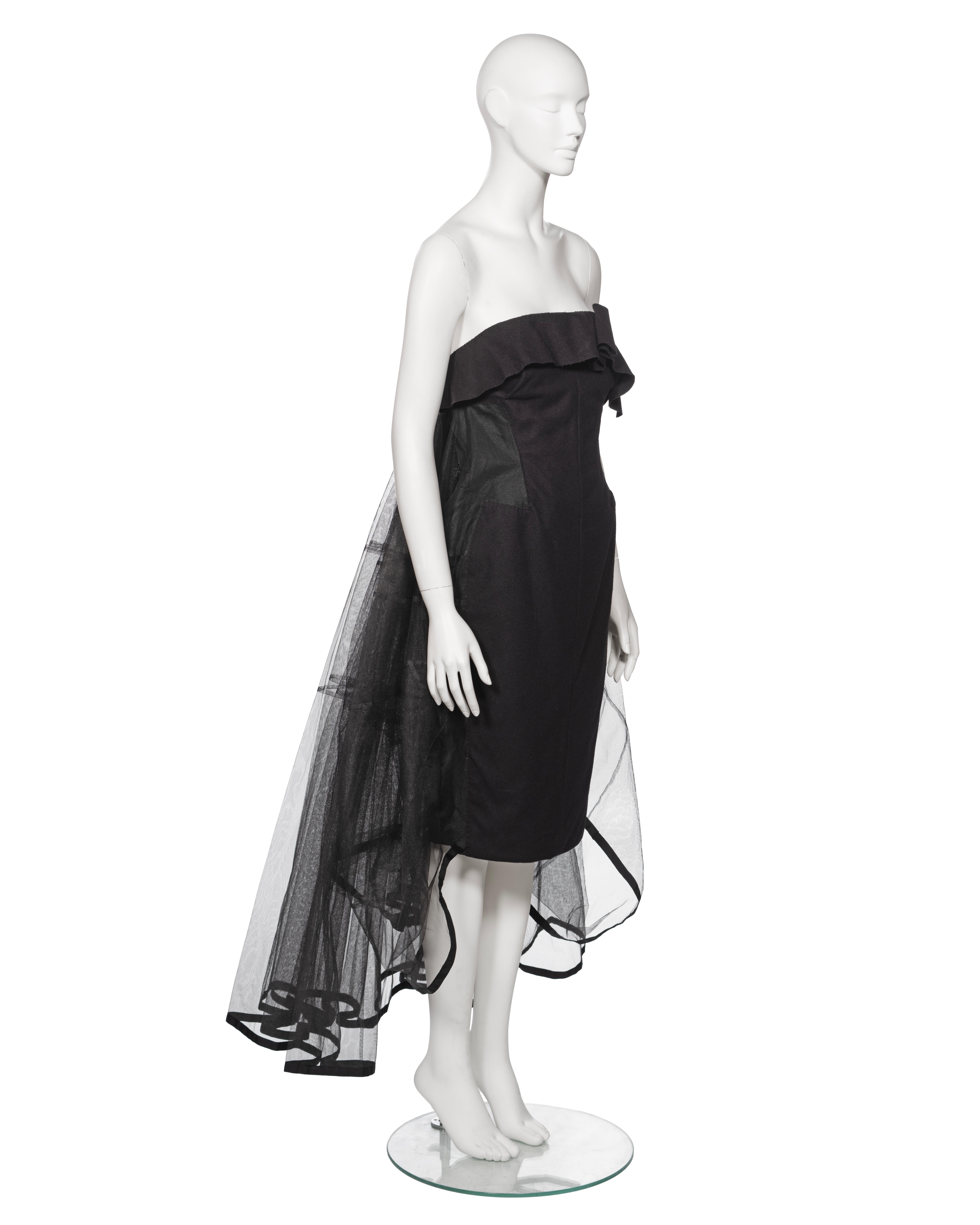 Louis Vuitton by Marc Jacobs Black Wool Strapless Dress with Petticoat, fw 2008 For Sale 11