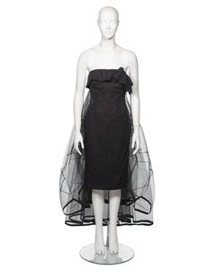Louis Vuitton by Marc Jacobs Black Wool Strapless Dress with Petticoat, fw 2008