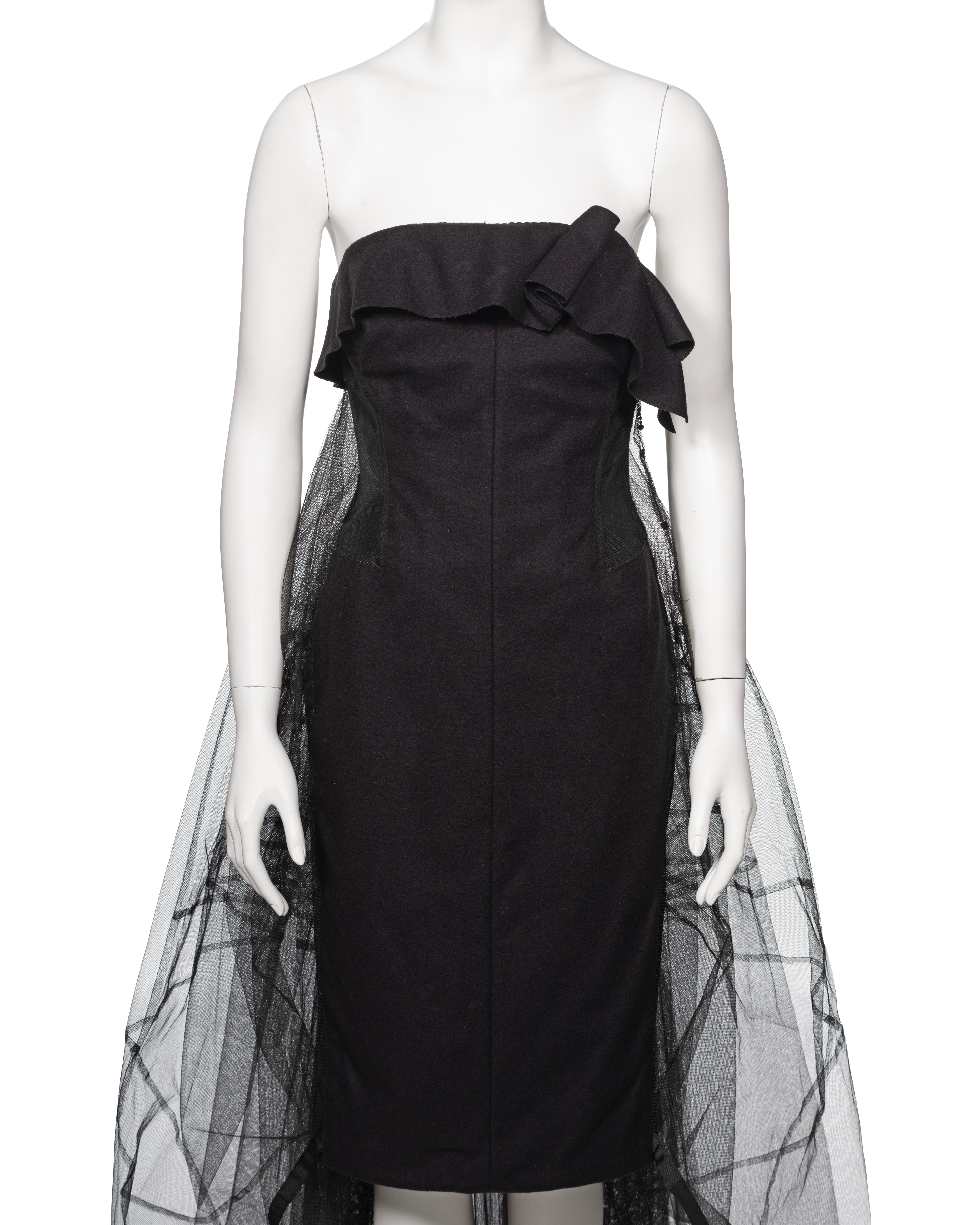Louis Vuitton by Marc Jacobs Schwarzes trägerloses Kleid aus Wolle mit Petticoat aus Wolle, H/W 2008 Damen im Angebot