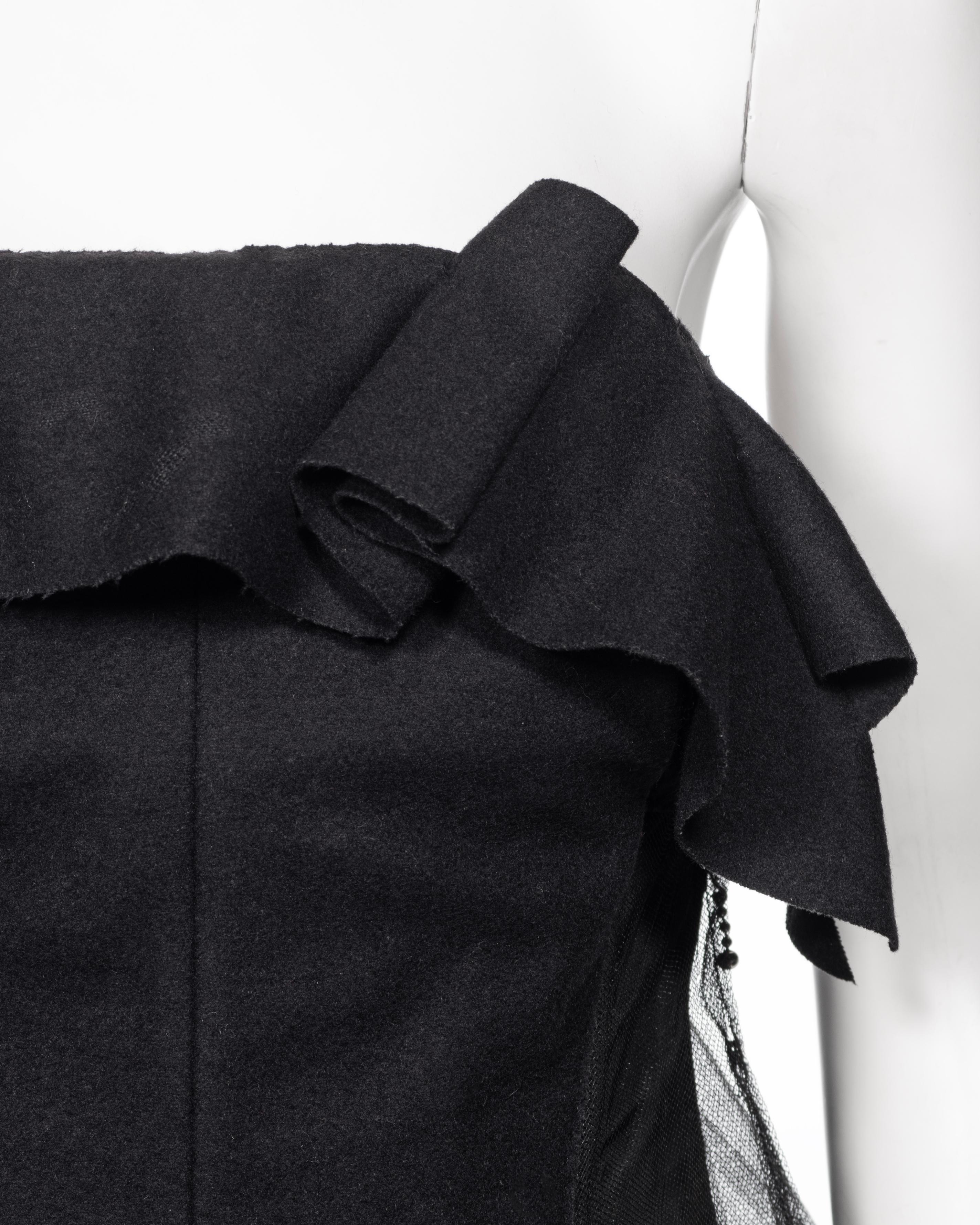 Louis Vuitton by Marc Jacobs Schwarzes trägerloses Kleid aus Wolle mit Petticoat aus Wolle, H/W 2008 im Angebot 1