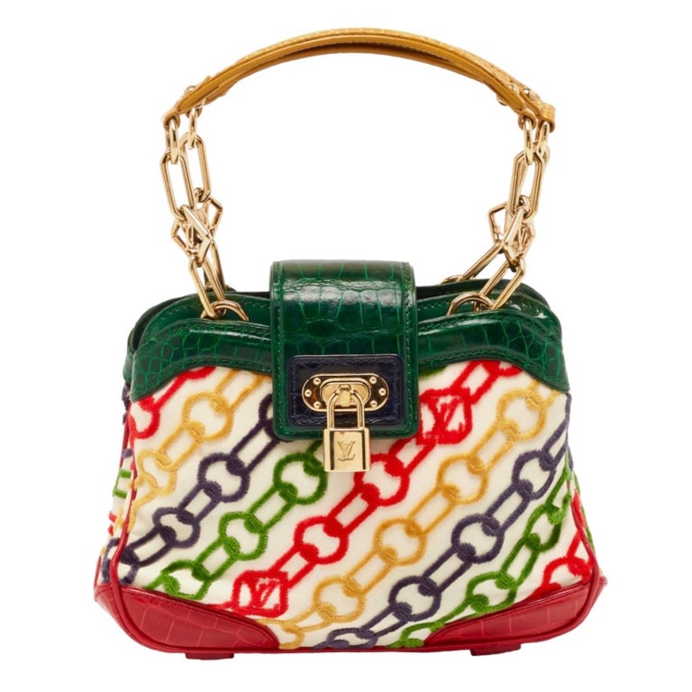 LOUIS VUITTON by Marc Jacobs Chain Print Velvet and Alligator Bag For Sale  at 1stDibs