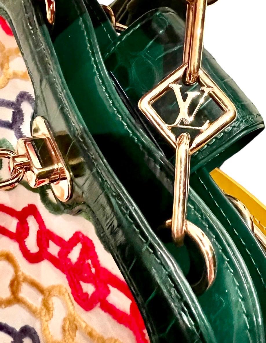 LOUIS VUITTON by Marc Jacobs Multicolor Chain Print Velvet and Alligator Bag For Sale at 1stDibs