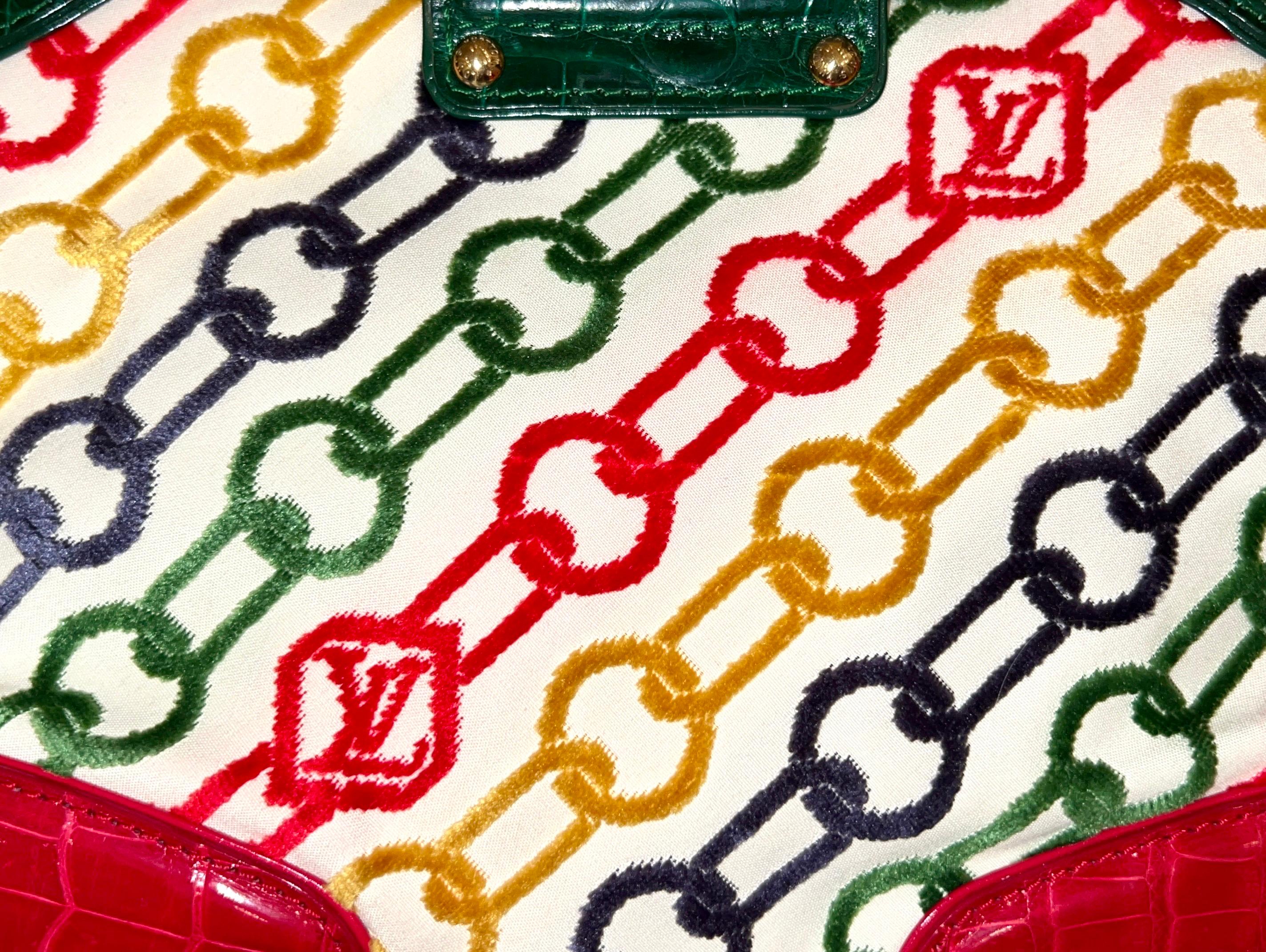 LOUIS VUITTON by Marc Jacobs Multicolor Chain Print Velvet & Alligator Bag 3
