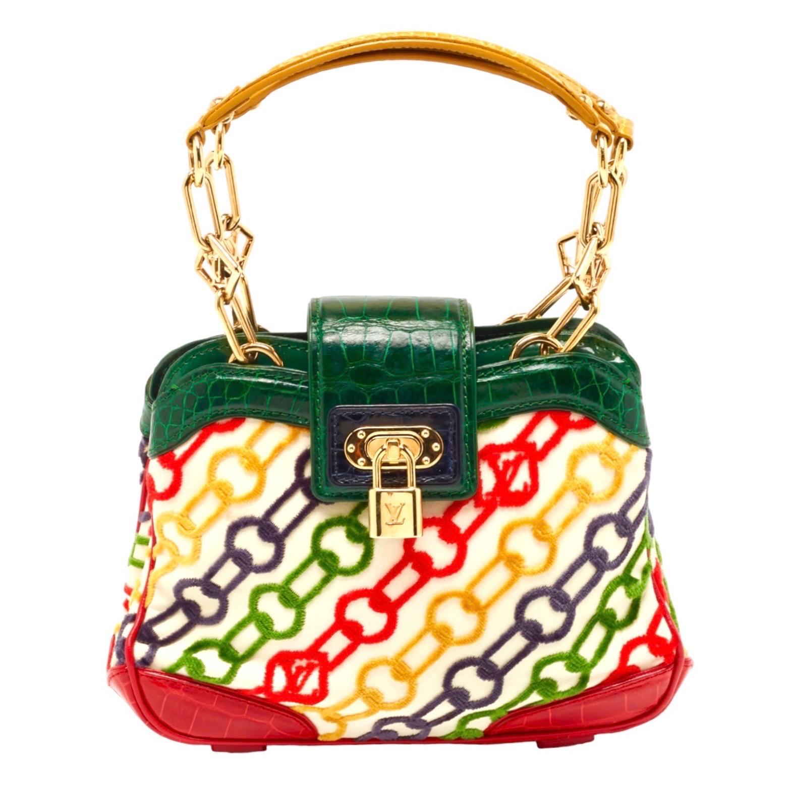 LOUIS VUITTON by Marc Jacobs Chain Print Velvet and Alligator Bag For Sale  at 1stDibs