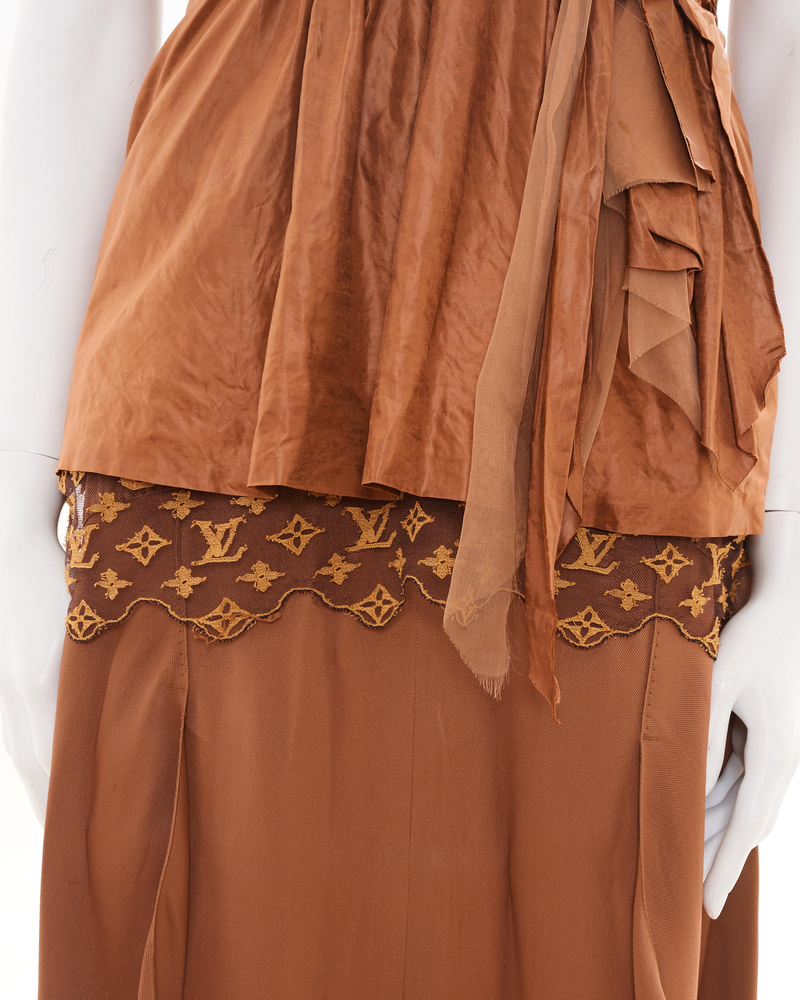 Louis Vuitton by Marc Jacobs Early 00's Set Brown Top and Skirt For Sale 6