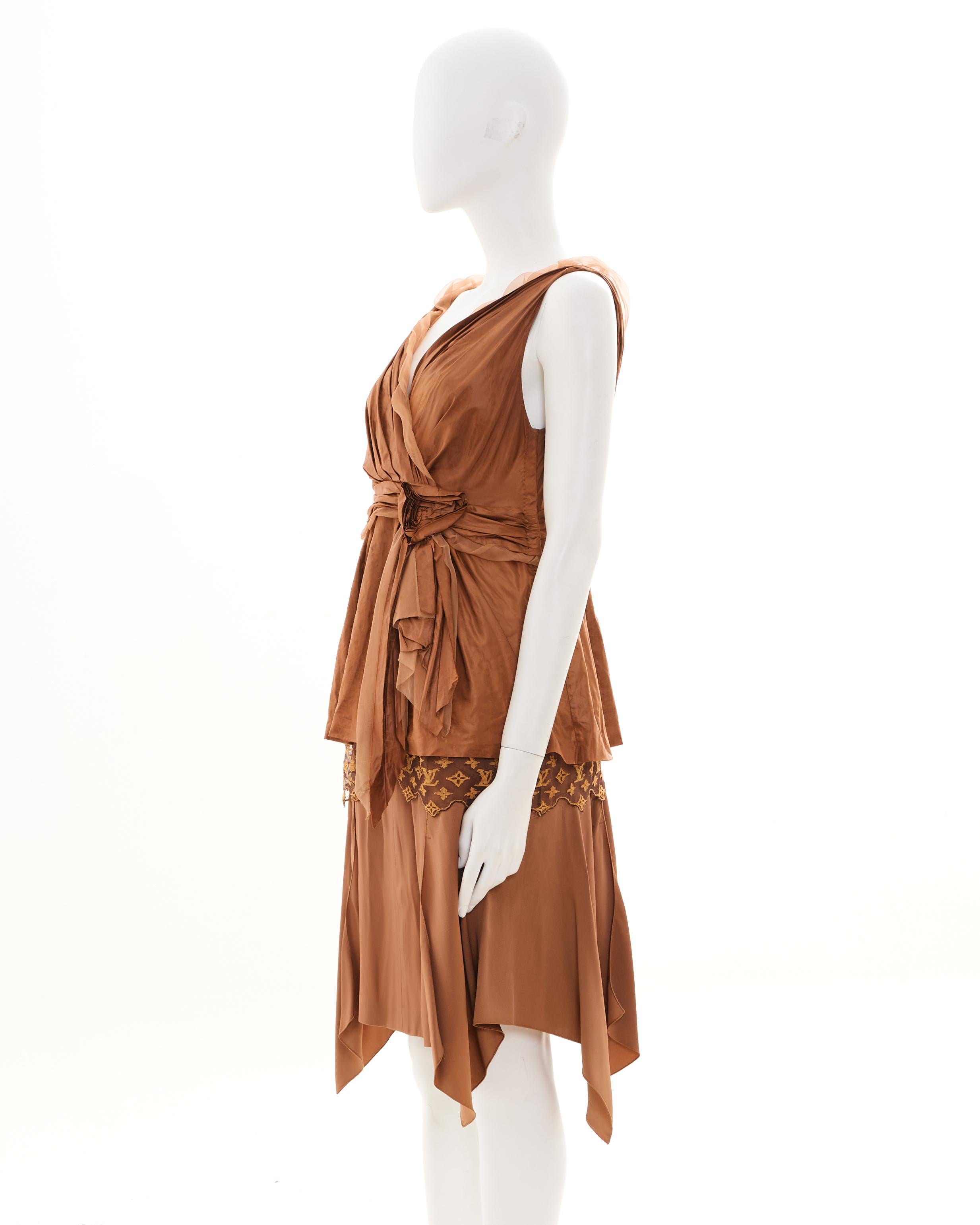 Women's Louis Vuitton by Marc Jacobs Early 00's Set Brown Top and Skirt For Sale