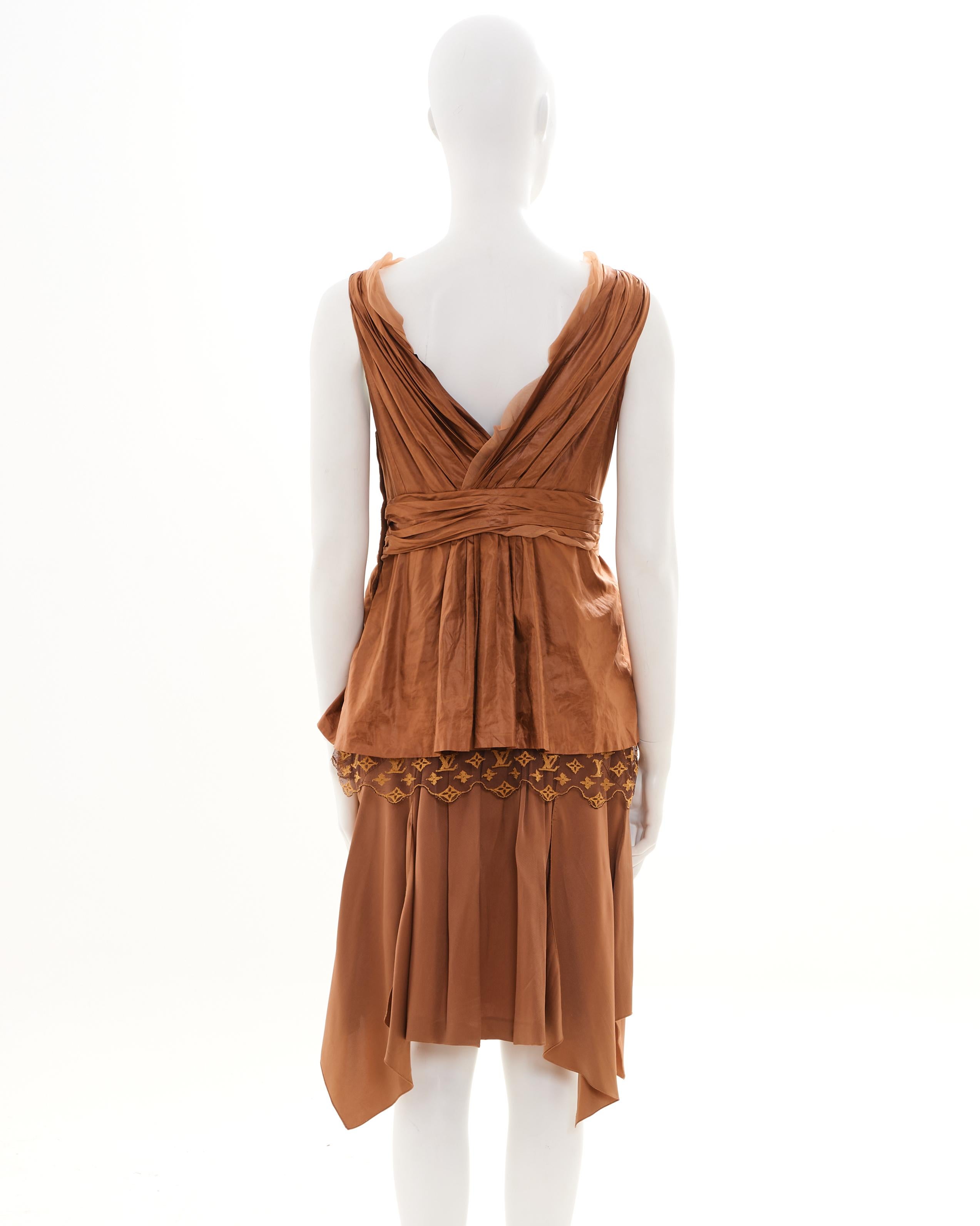 Louis Vuitton by Marc Jacobs Early 00's Set Brown Top and Skirt For Sale 1