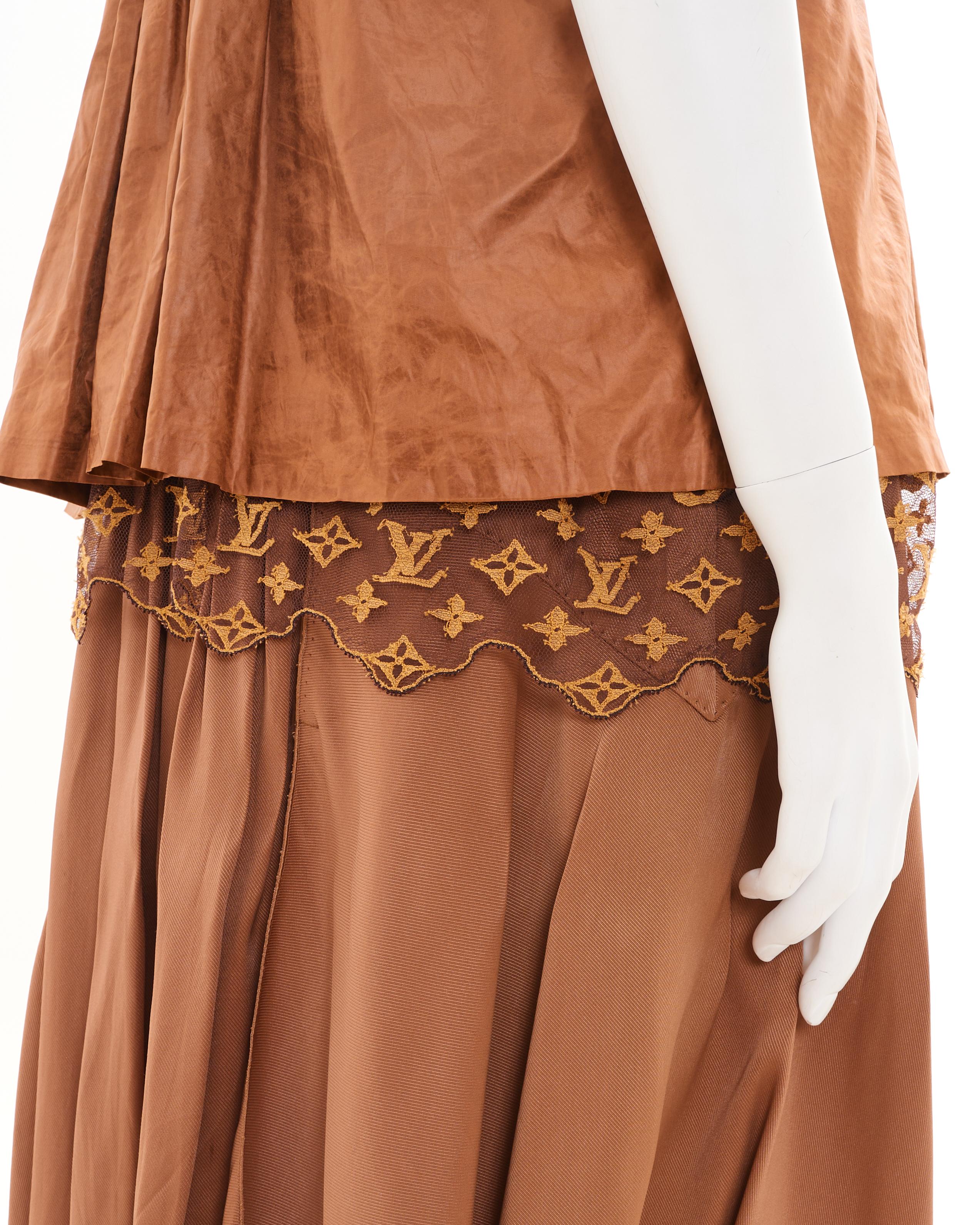 Louis Vuitton by Marc Jacobs Early 00's Set Brown Top and Skirt For Sale 4