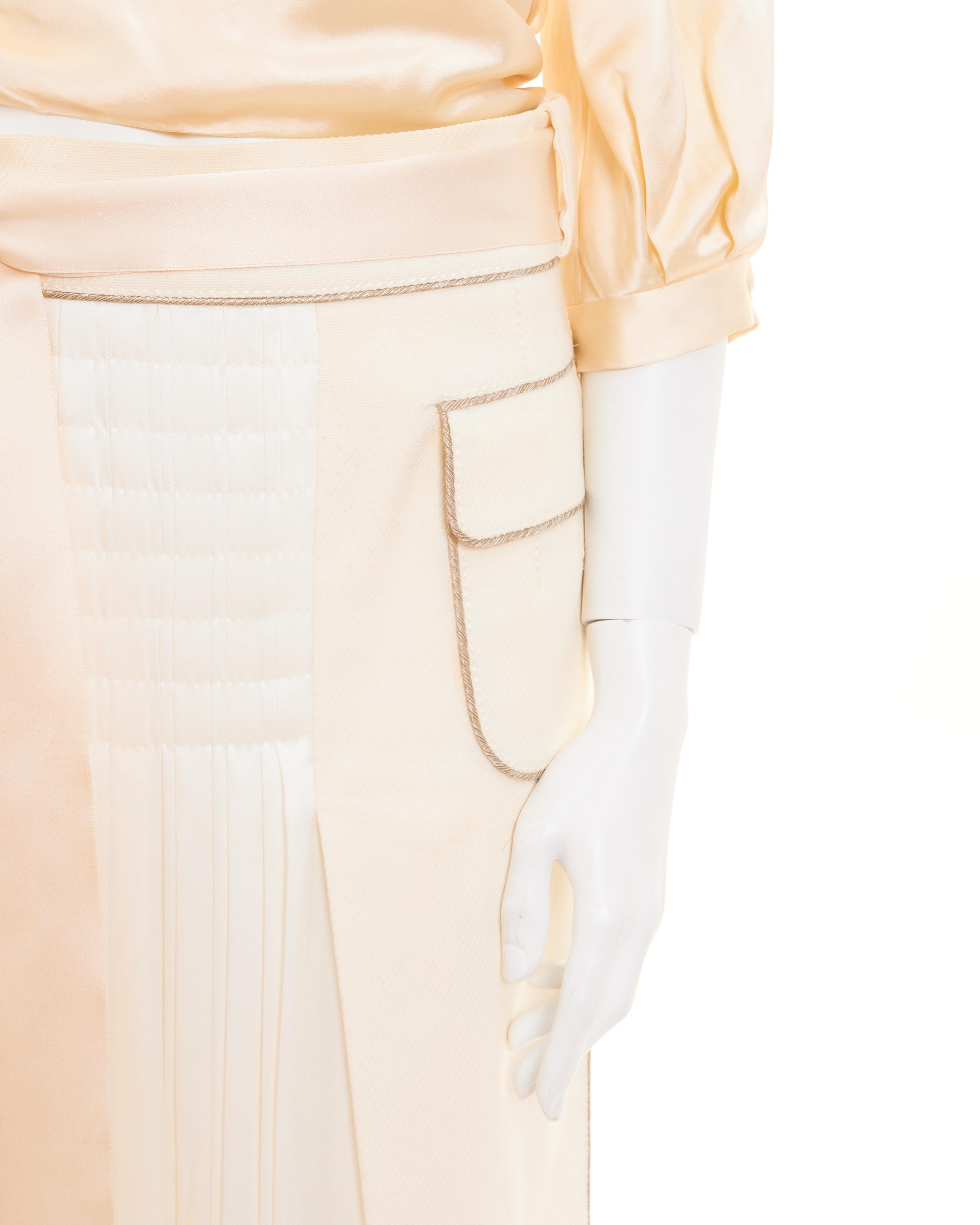 Louis Vuitton by Marc Jacobs Early 00's Suit Set Ivory Silk Top and Skirt For Sale 5