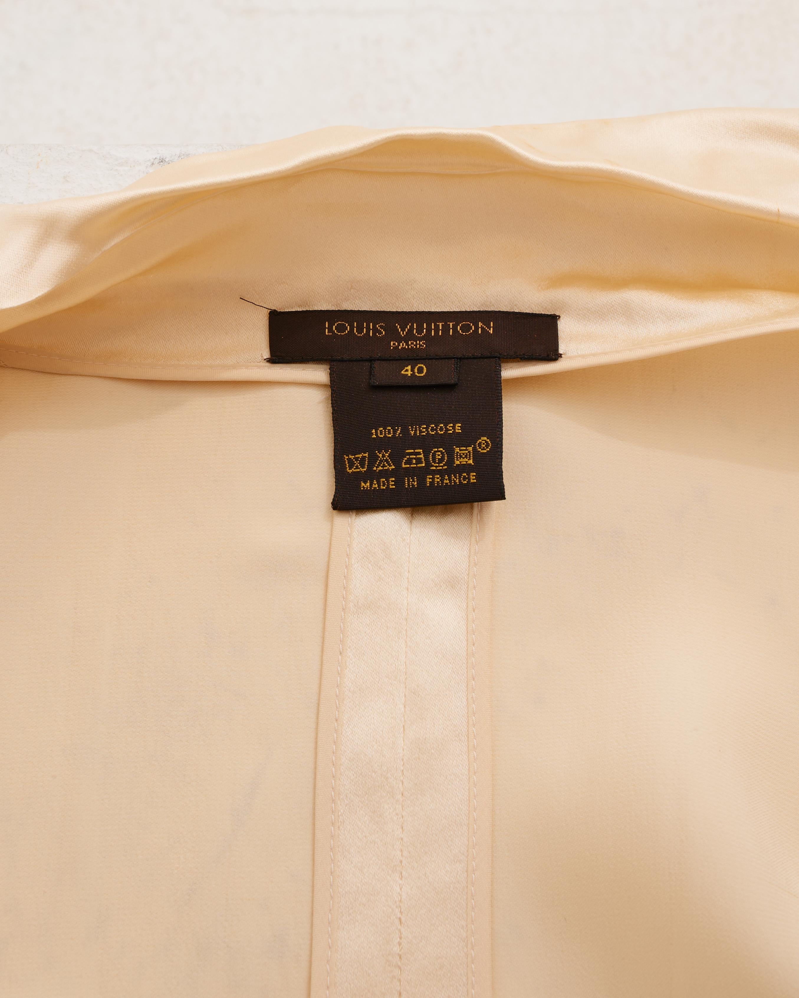 Louis Vuitton by Marc Jacobs Early 00's Suit Set Ivory Silk Top and Skirt For Sale 6
