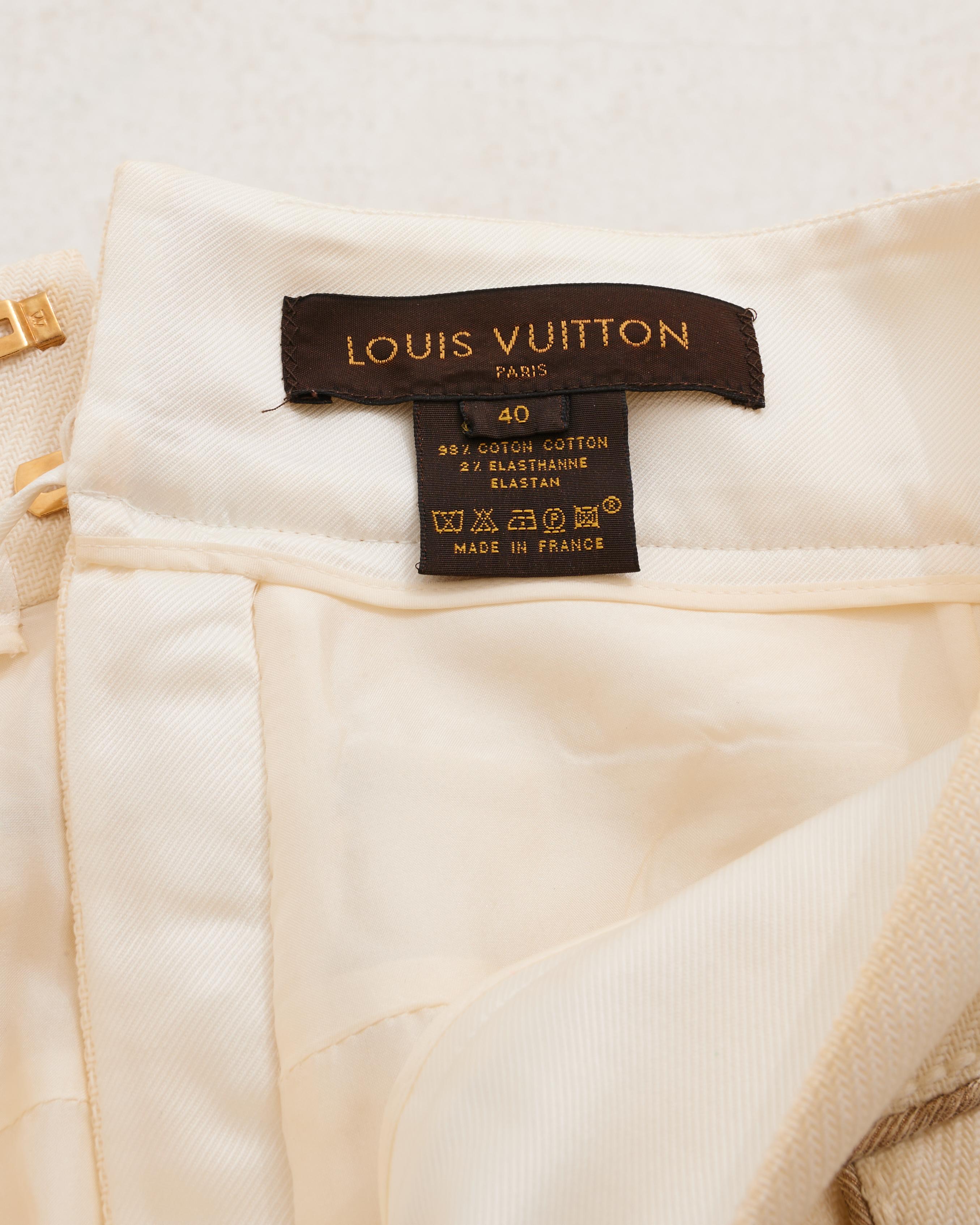 Louis Vuitton by Marc Jacobs Early 00's Suit Set Ivory Silk Top and Skirt For Sale 7