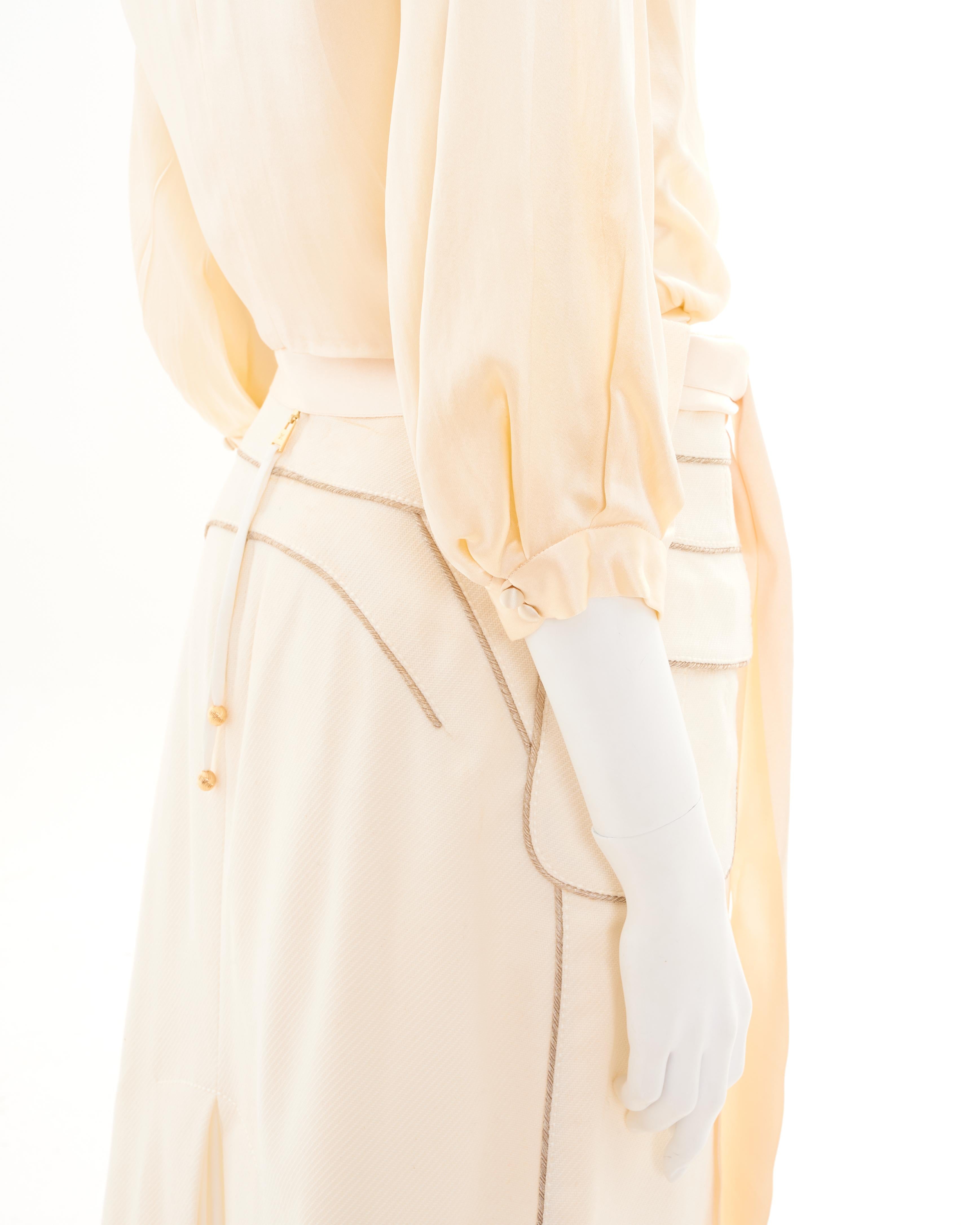 Louis Vuitton by Marc Jacobs Early 00's Suit Set Ivory Silk Top and Skirt For Sale 1
