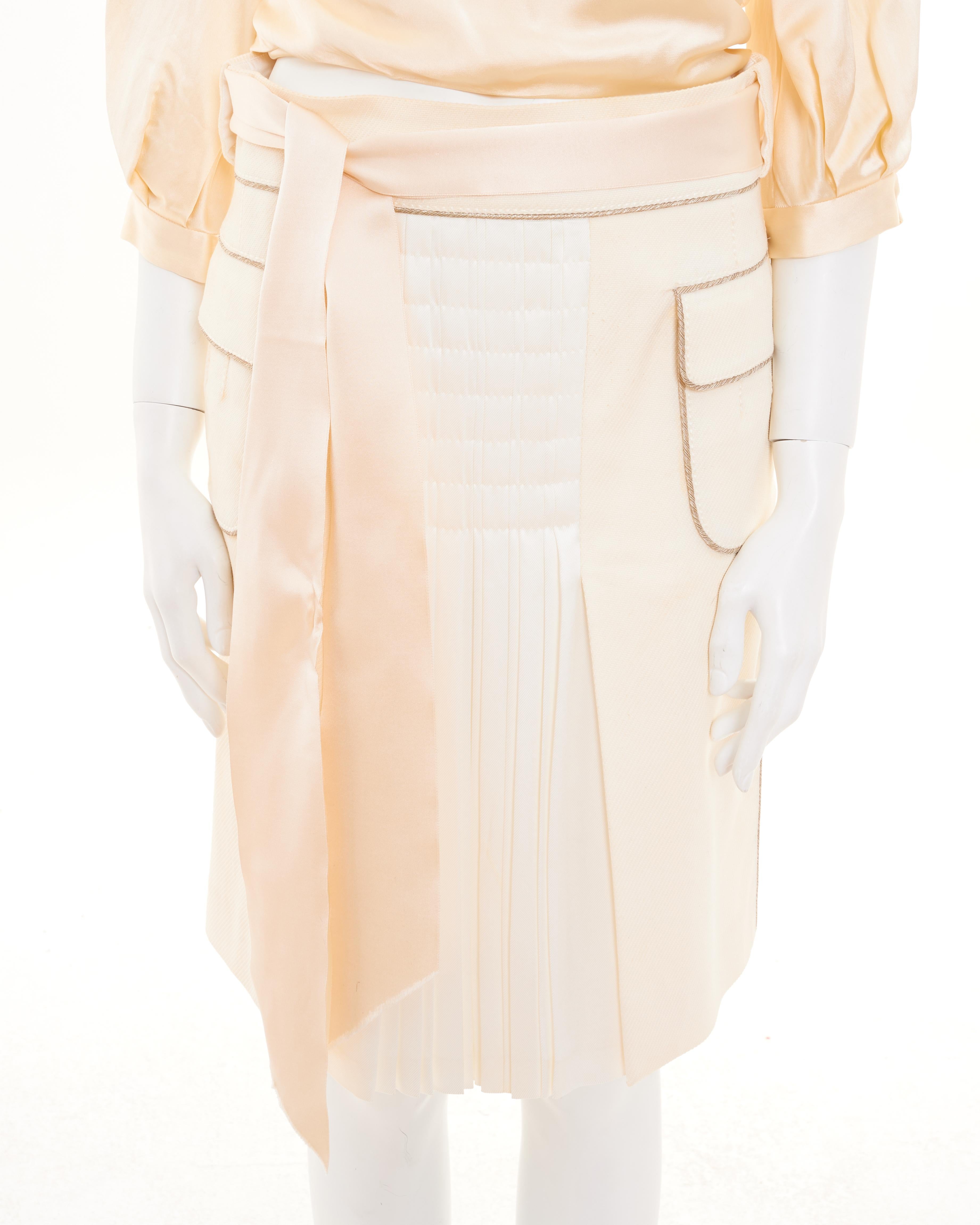 Louis Vuitton by Marc Jacobs Early 00's Suit Set Ivory Silk Top and Skirt For Sale 3