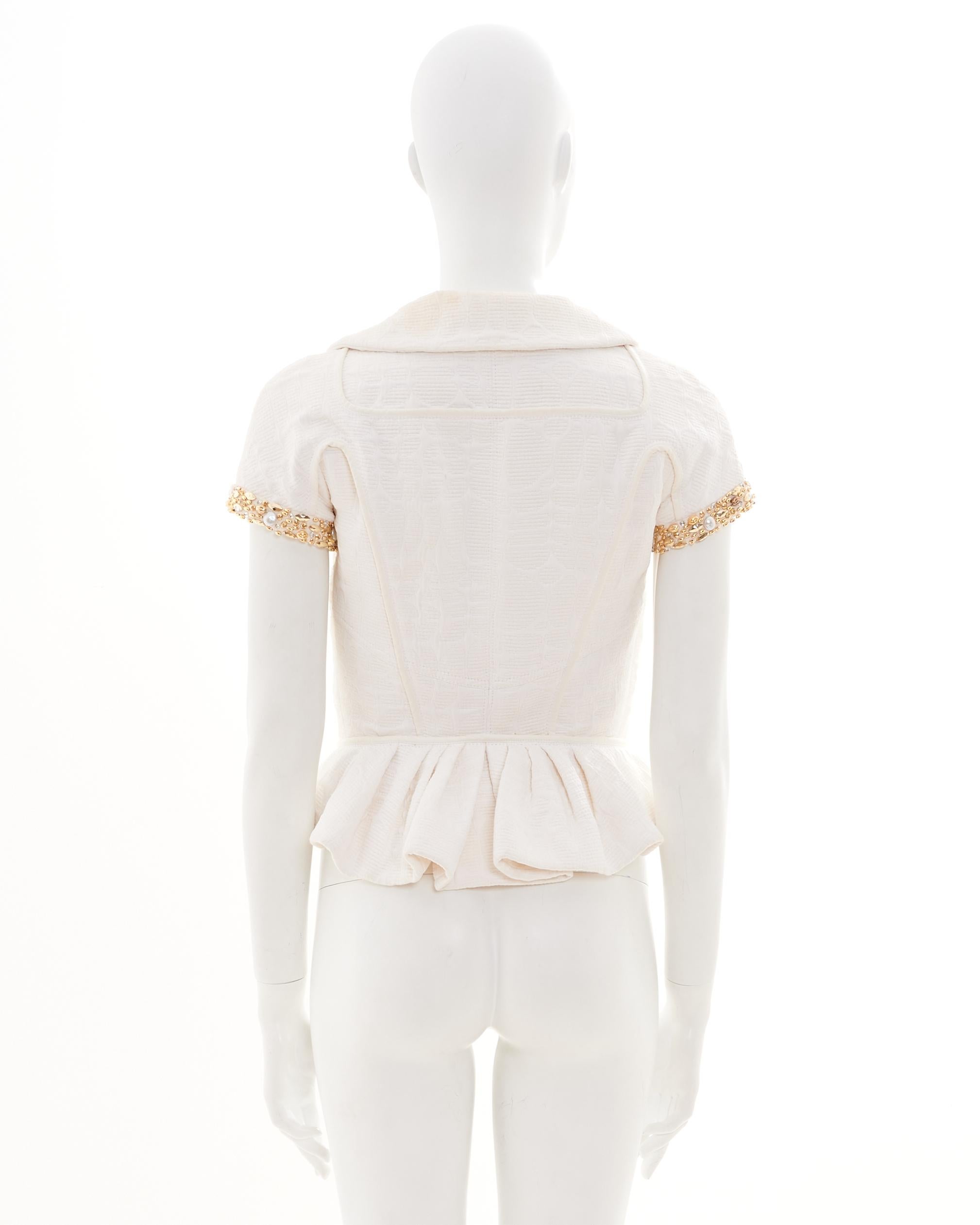 Louis Vuitton by Marc Jacobs Early 00's Chaqueta blanca de manga corta con adornos Gray en venta