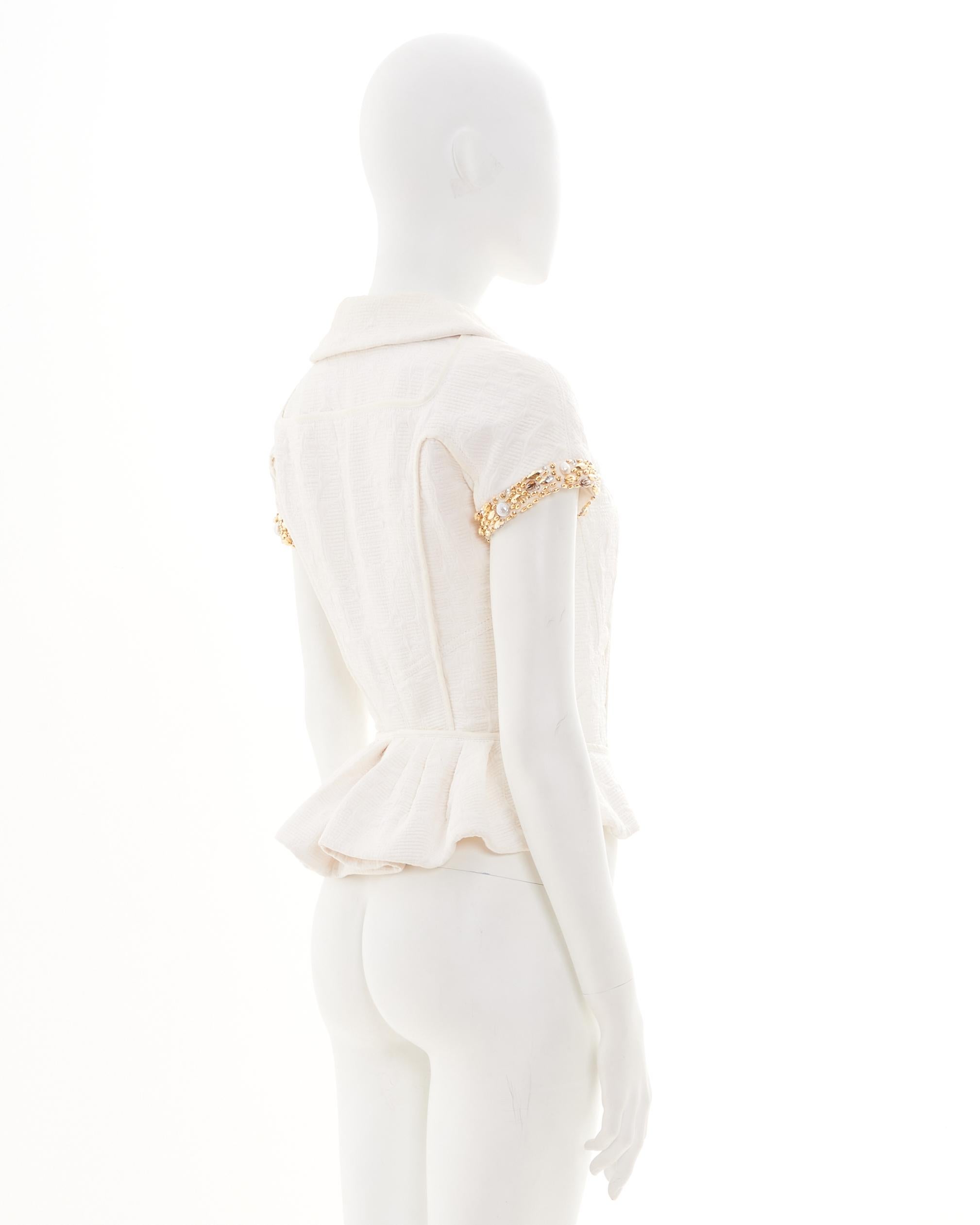 Louis Vuitton by Marc Jacobs Early 00's Chaqueta blanca de manga corta con adornos en Excelente estado para la venta en Milano, IT