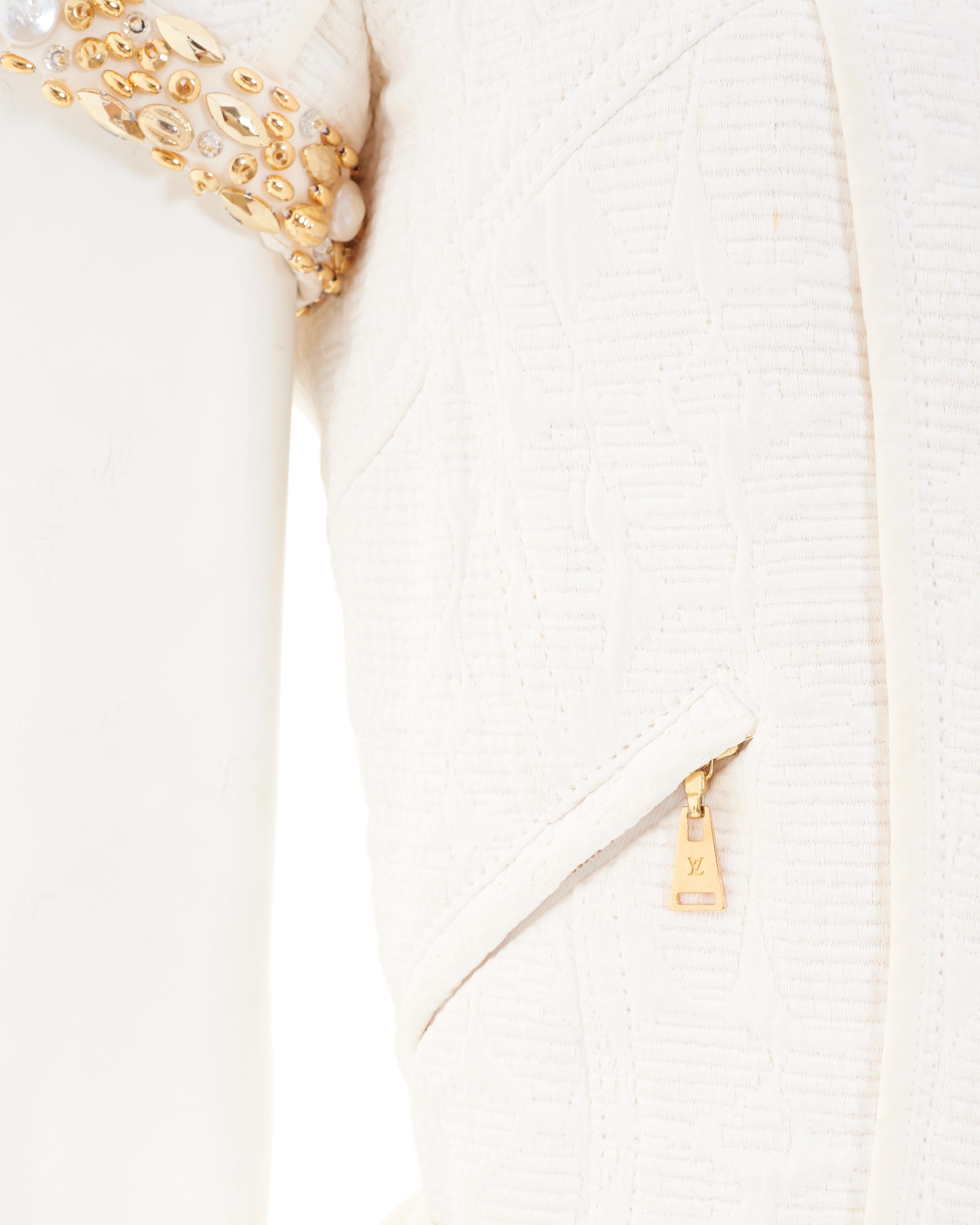 Louis Vuitton by Marc Jacobs Early 00's Chaqueta blanca de manga corta con adornos en venta 2
