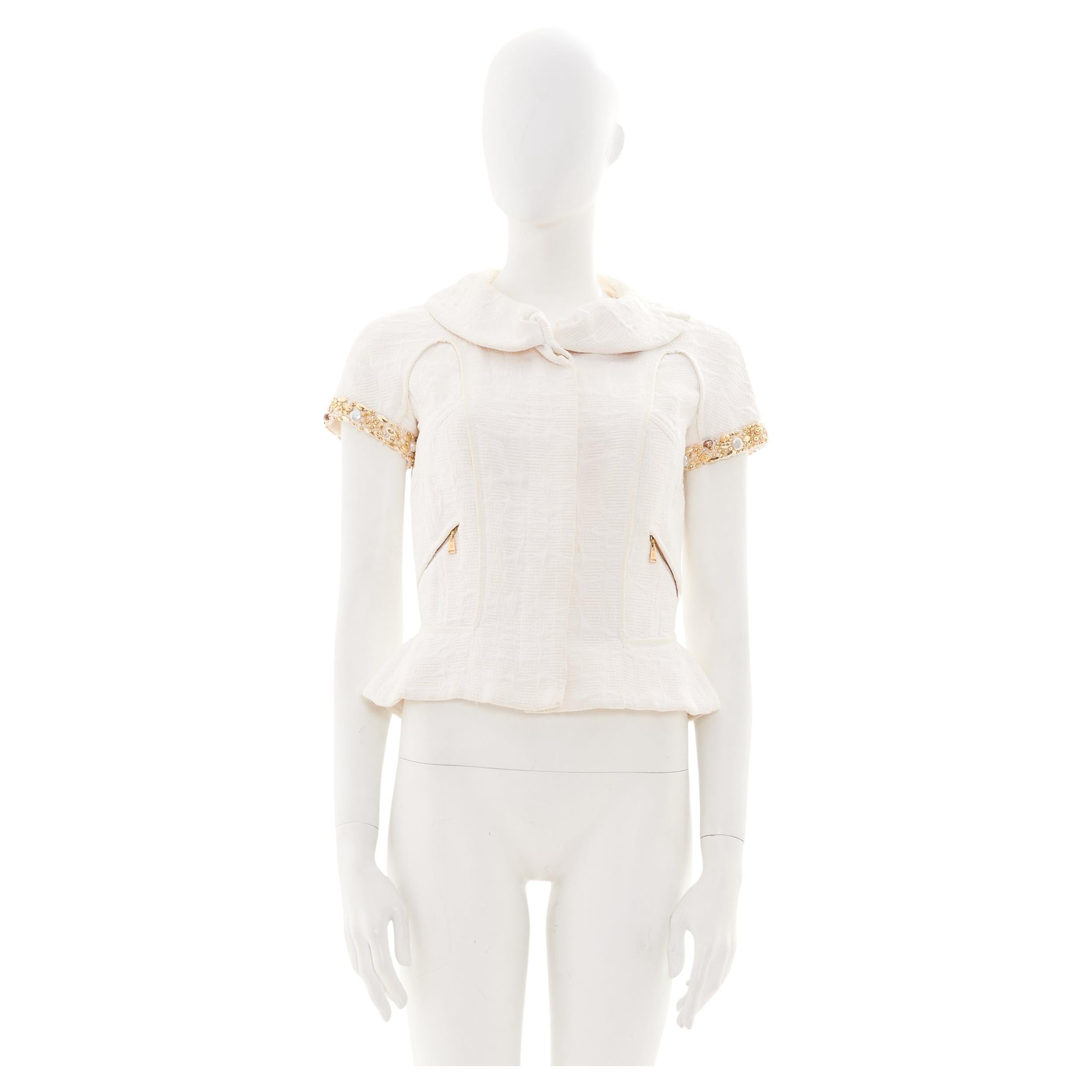 Louis Vuitton by Marc Jacobs Early 00's Chaqueta blanca de manga corta con adornos en venta