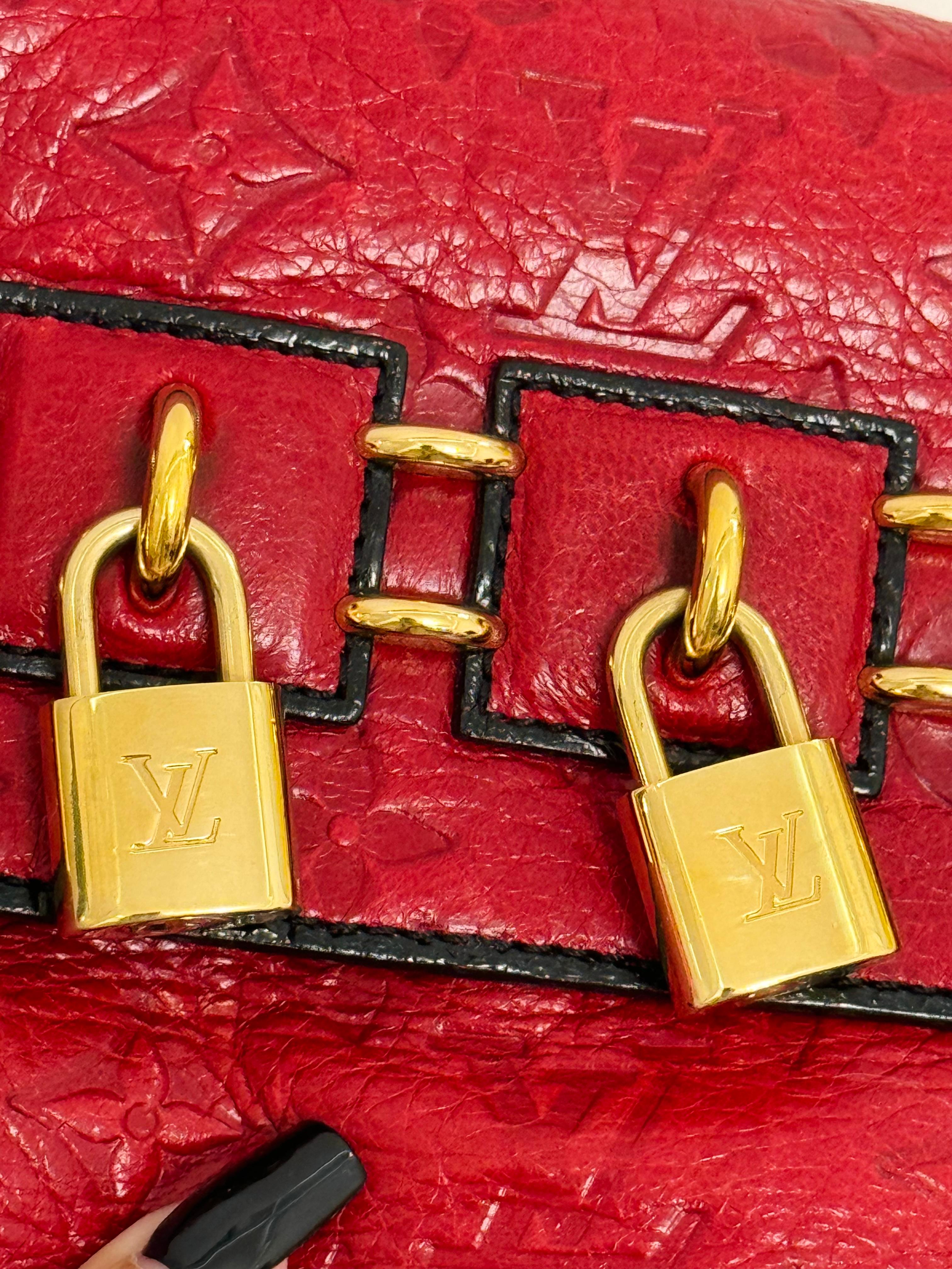 Red Louis Vuitton by Marc Jacobs F/W 2009 Empreinte my Deer Enigme clutch For Sale