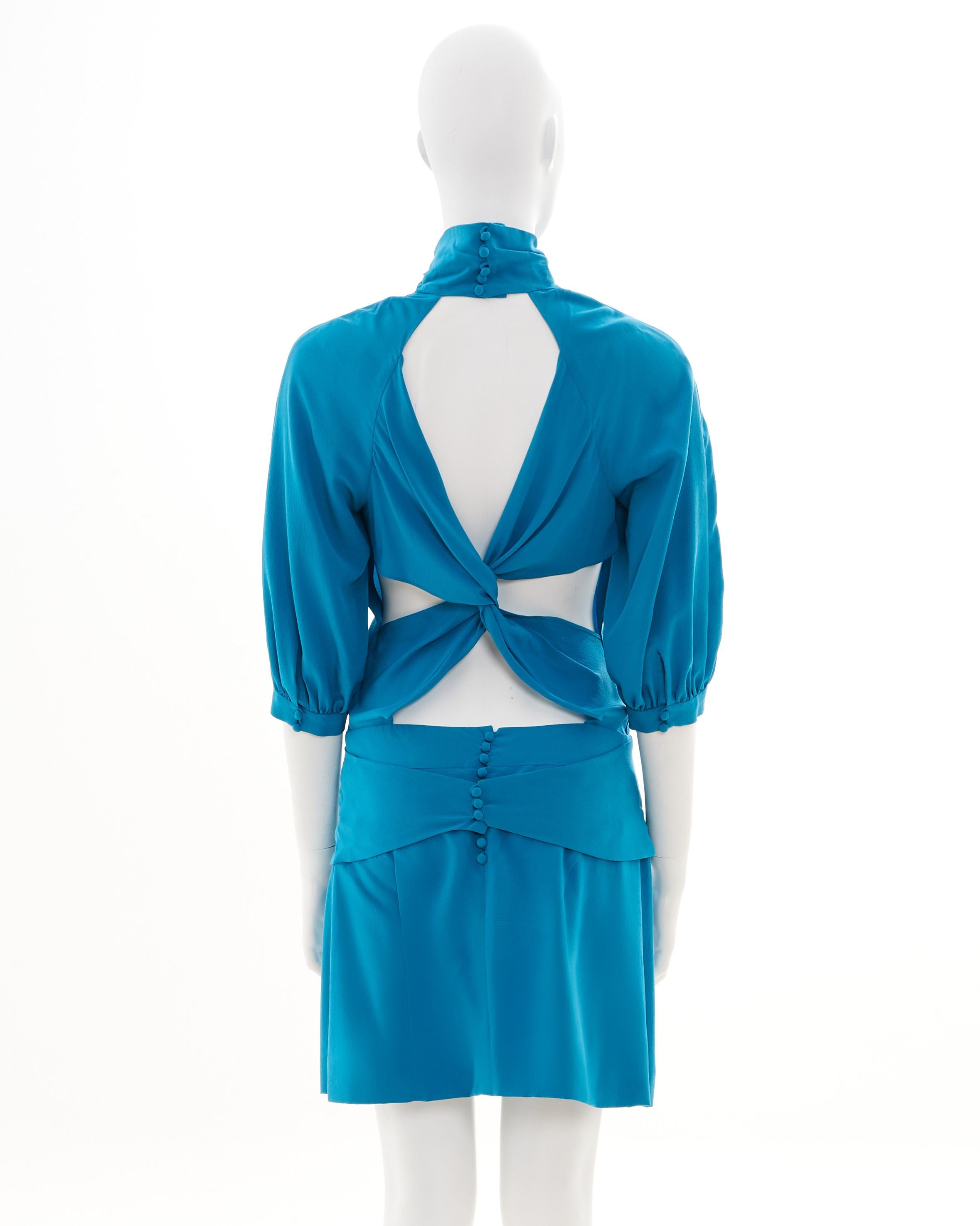 Donna Louis Vuitton by Marc Jacobs S/S 2004 Blue cut out mini silky dress in vendita