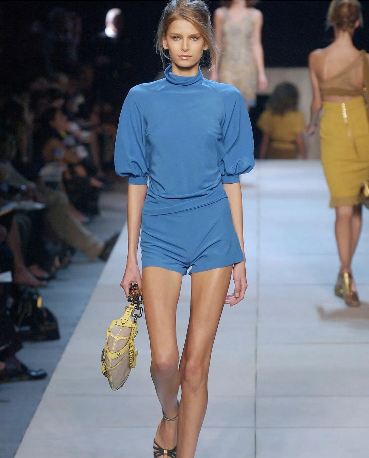 Louis Vuitton by Marc Jacobs S/S 2004 Blue cut out mini silky dress in vendita 1