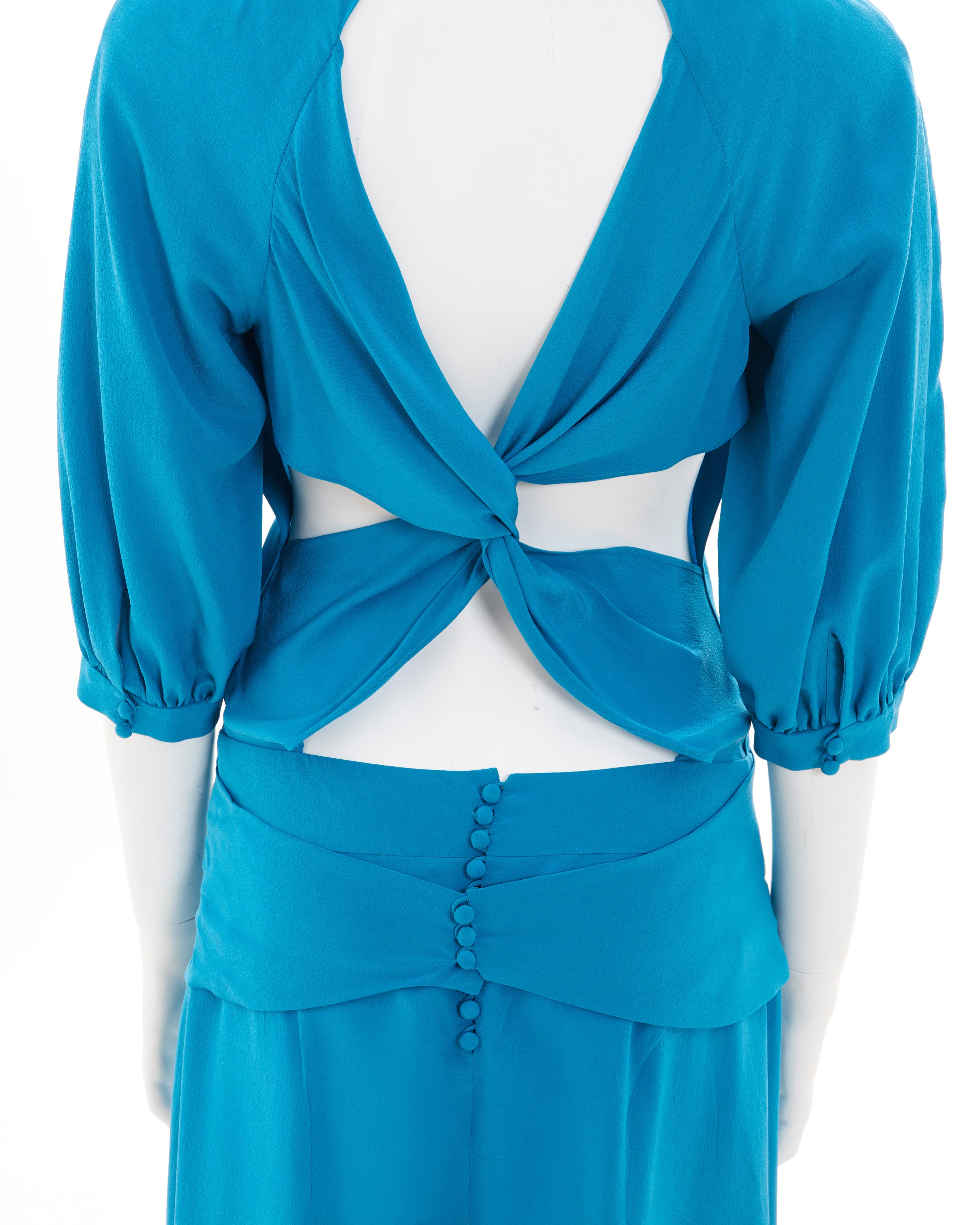 Louis Vuitton by Marc Jacobs S/S 2004 Blue cut out mini silky dress in vendita 2