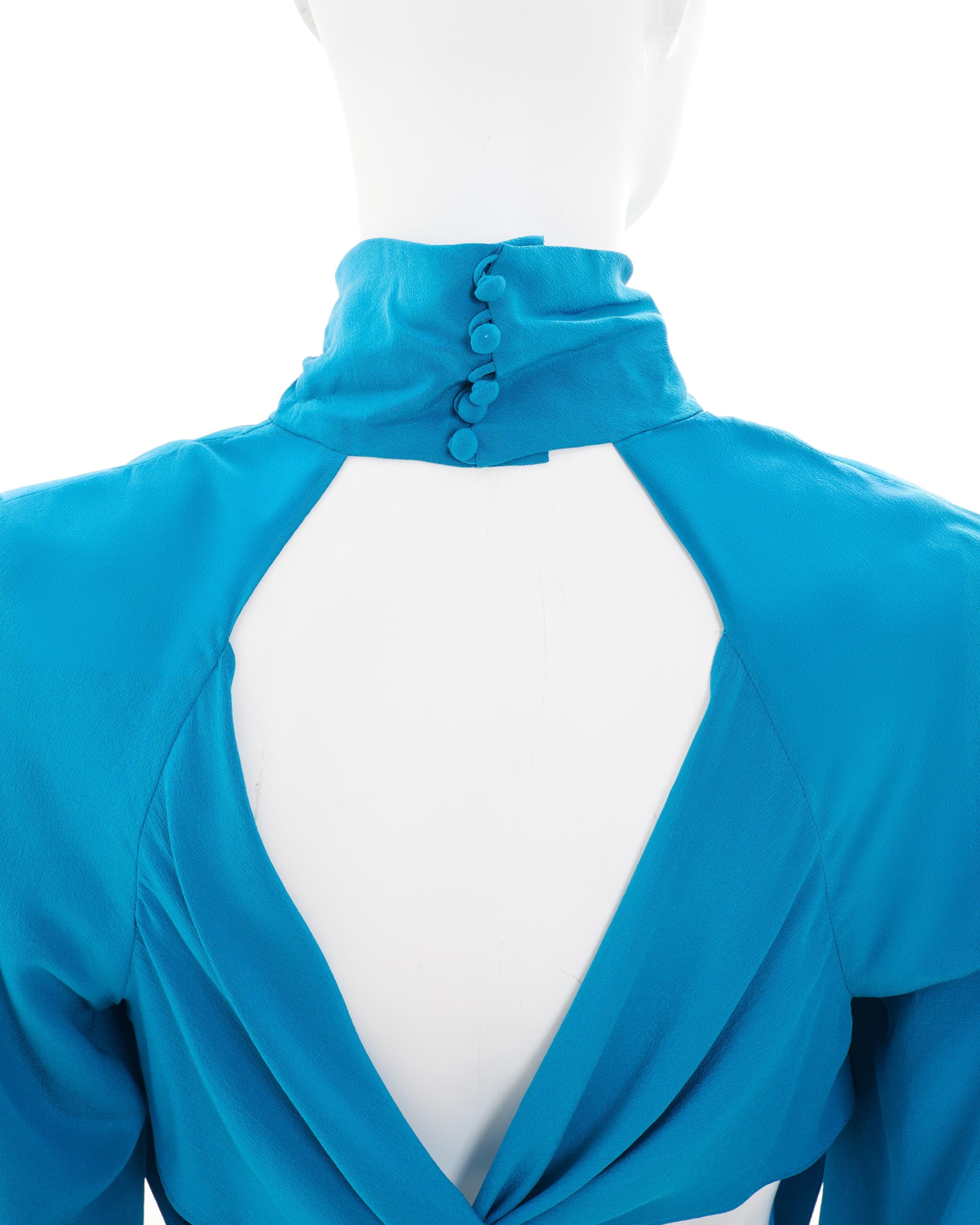 Louis Vuitton by Marc Jacobs S/S 2004 Blue cut out mini silky dress in vendita 5