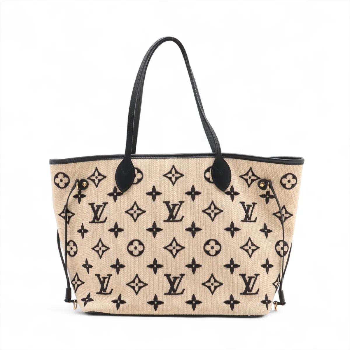 The Louis Vuitton By The Pool Neverfull MM in Beige x Black is a chic and versatile tote that embodies effortless summer elegance. Crafted from Monogram canvas in soft beige tones with bold black accents, it showcases a fresh seasonal twist on a