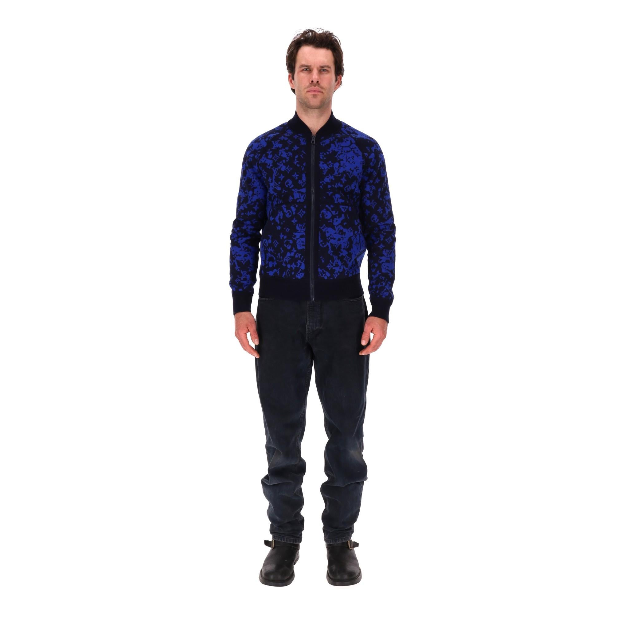 Black Louis Vuitton by Virgil Abloh Wool Logo Reversible Jacket For Sale