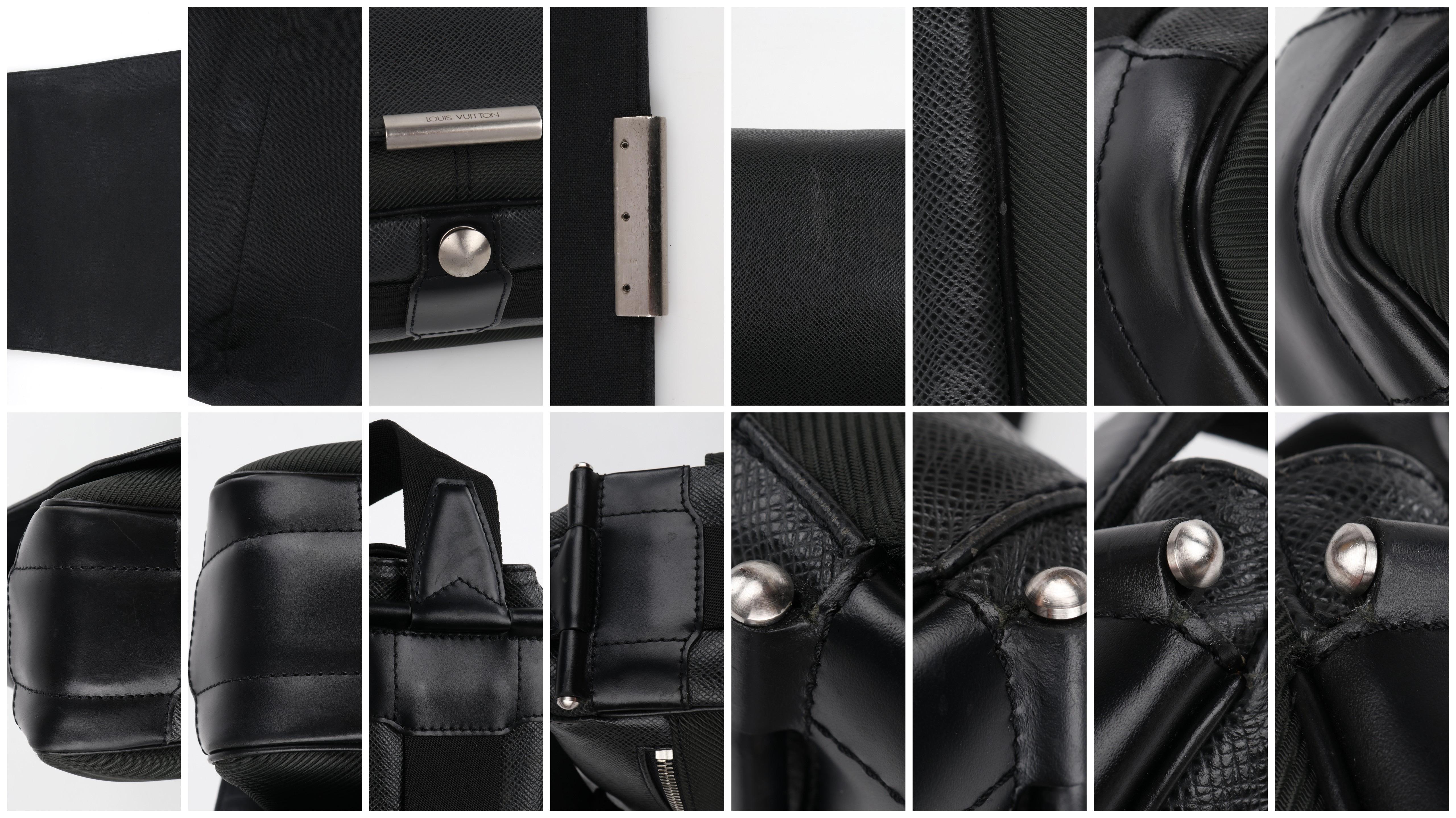 LOUIS VUITTON c. 2002 “Viktor” Black Green Taiga Leather Messenger Bag  6