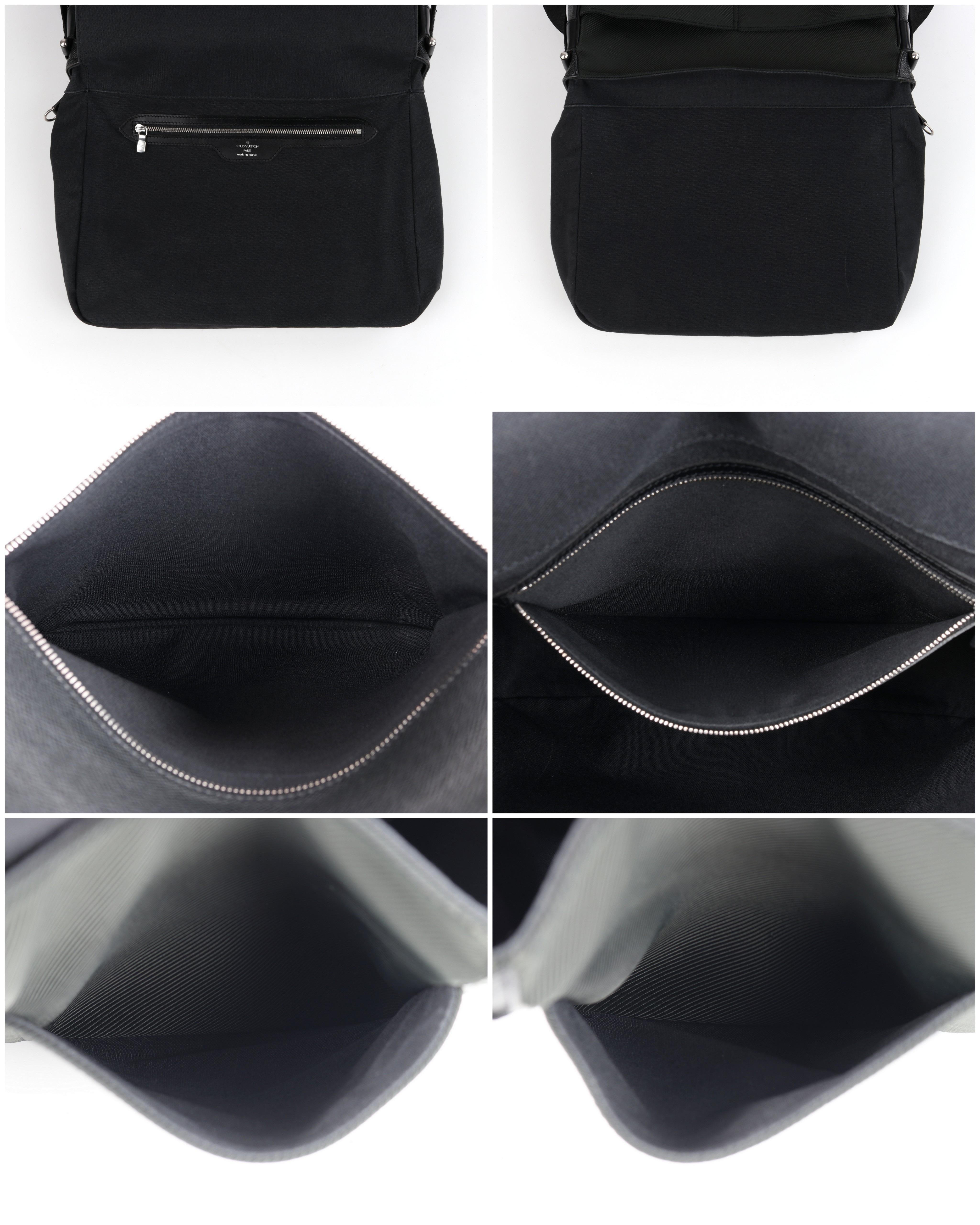 LOUIS VUITTON c. 2002 “Viktor” Black Green Taiga Leather Messenger Bag  3