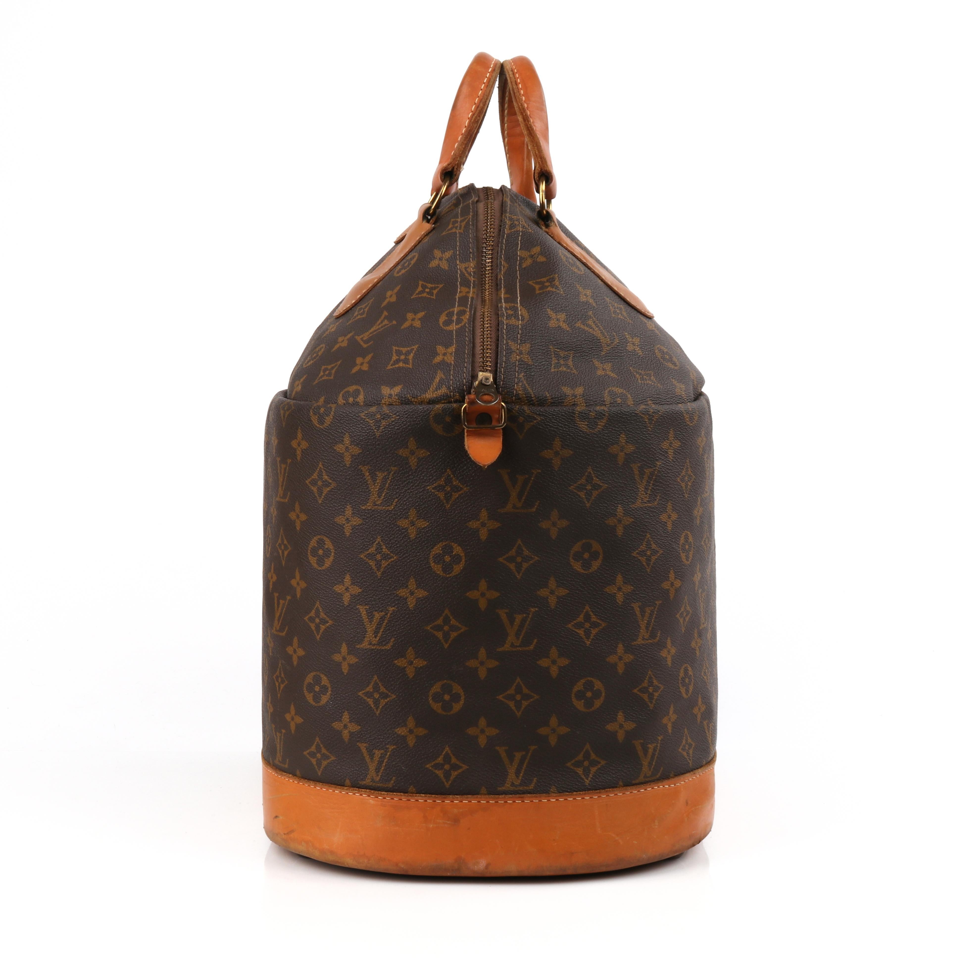 LOUIS VUITTON ca. 1970er LV Monogramm beschichtetes Segeltuch Top Handle Steamer Keepall Tasche für Damen oder Herren